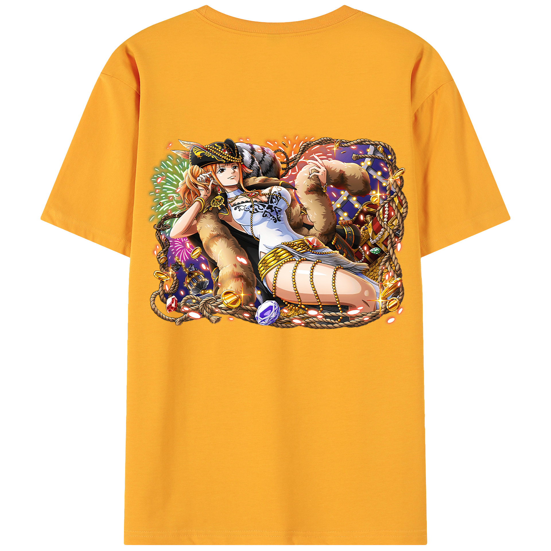 （画像用） ワンピース ナミ ONE PIECE Nami 綿100％ メンズ半袖Tシャツ（バックプリント） 通気性