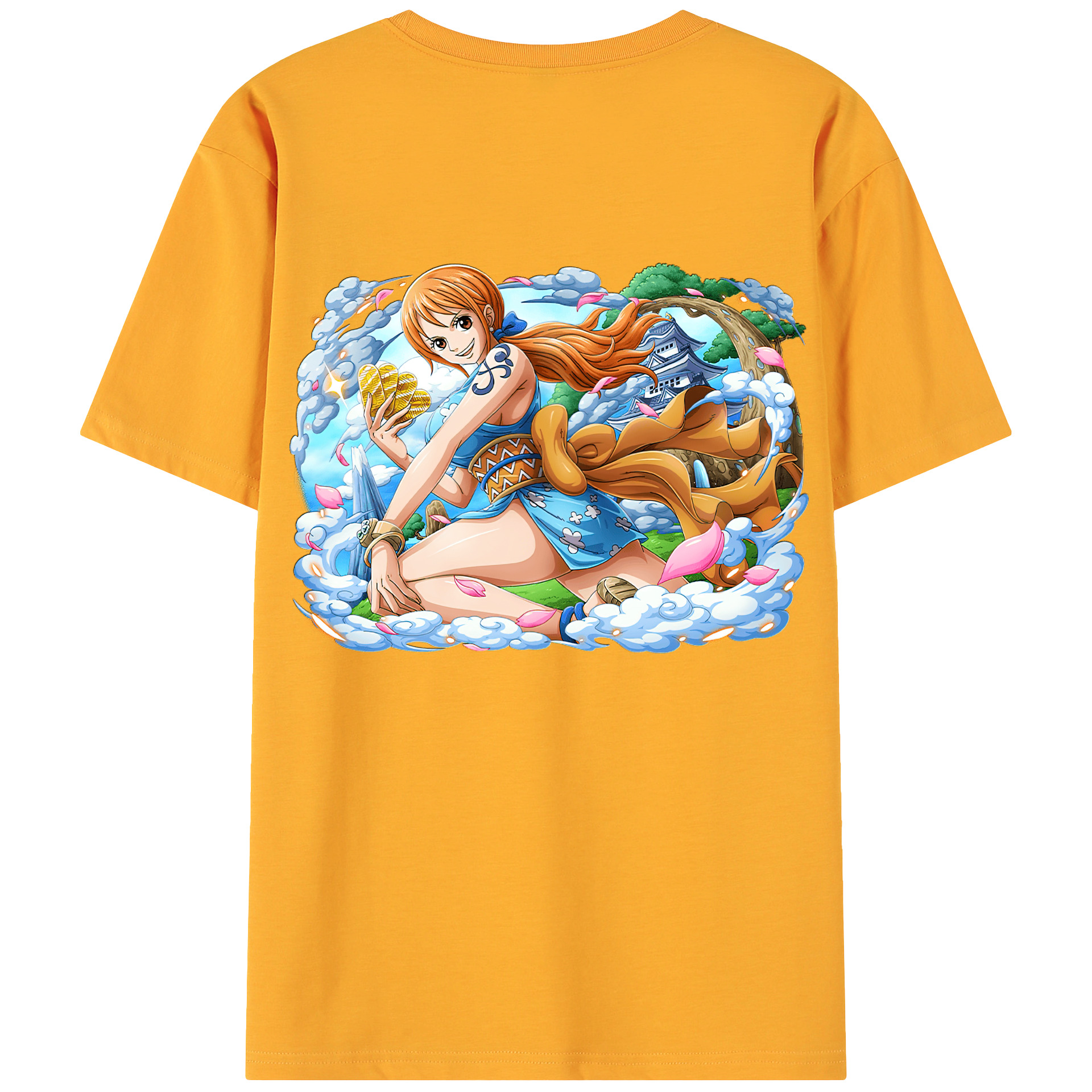 （画像用） ワンピース ナミ ONE PIECE Nami 綿100％ メンズ半袖Tシャツ（バックプリント） 通気性