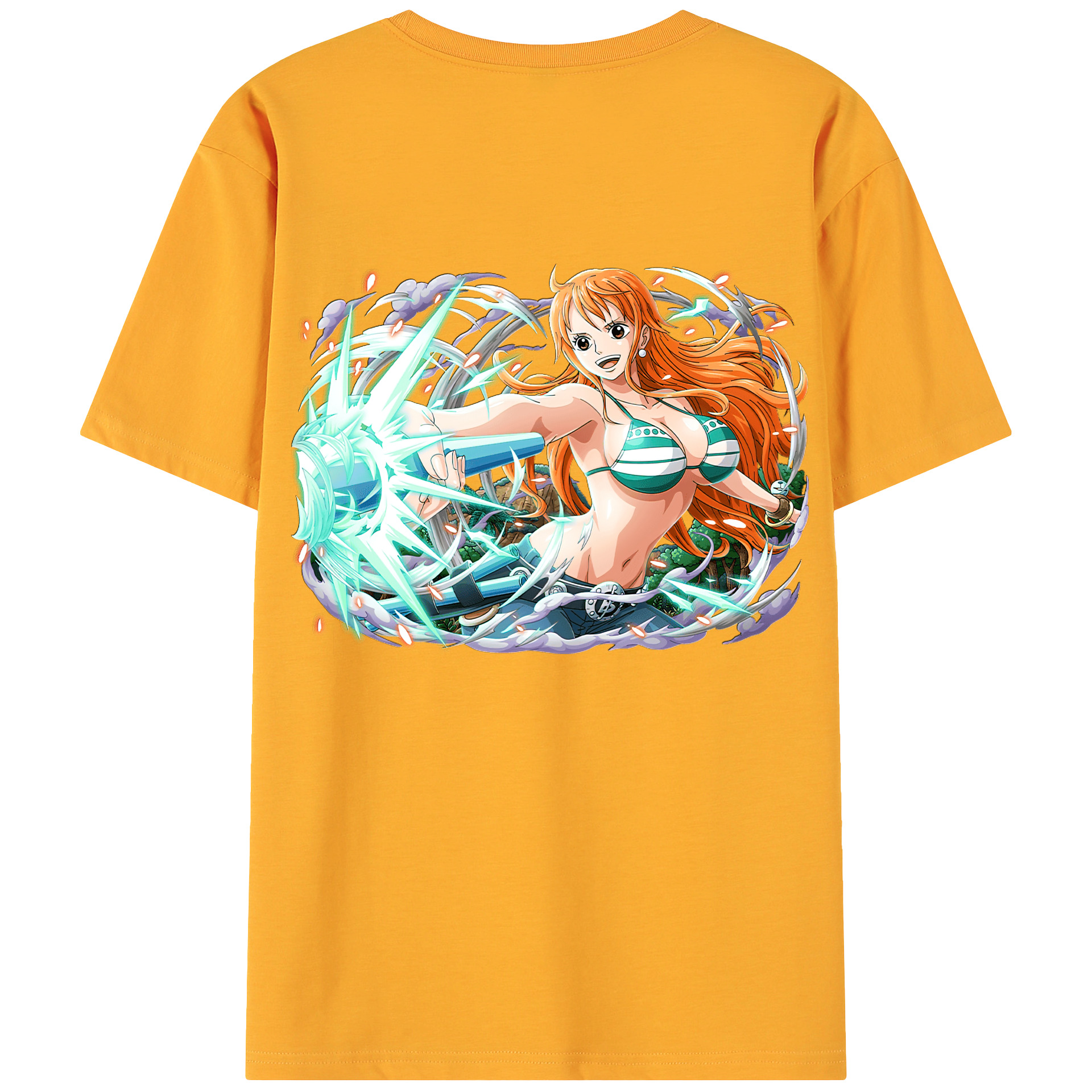 （画像用） ワンピース ナミ ONE PIECE Nami 綿100％ メンズ半袖Tシャツ（バックプリント） 通気性