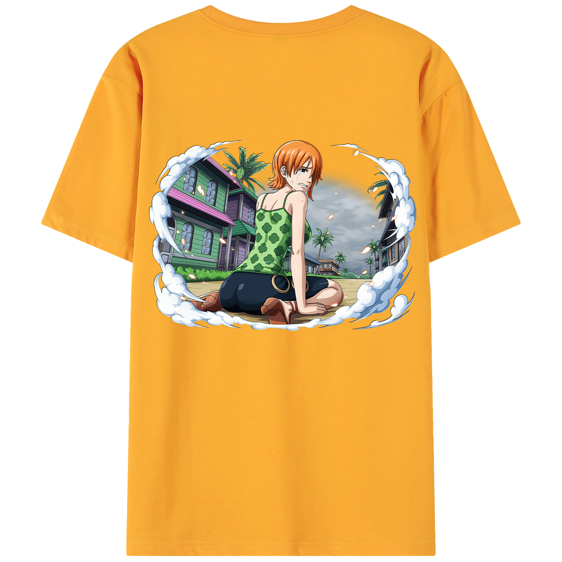 （画像用） ワンピース ナミ ONE PIECE Nami 綿100％ メンズ半袖Tシャツ（バックプリント） 通気性
