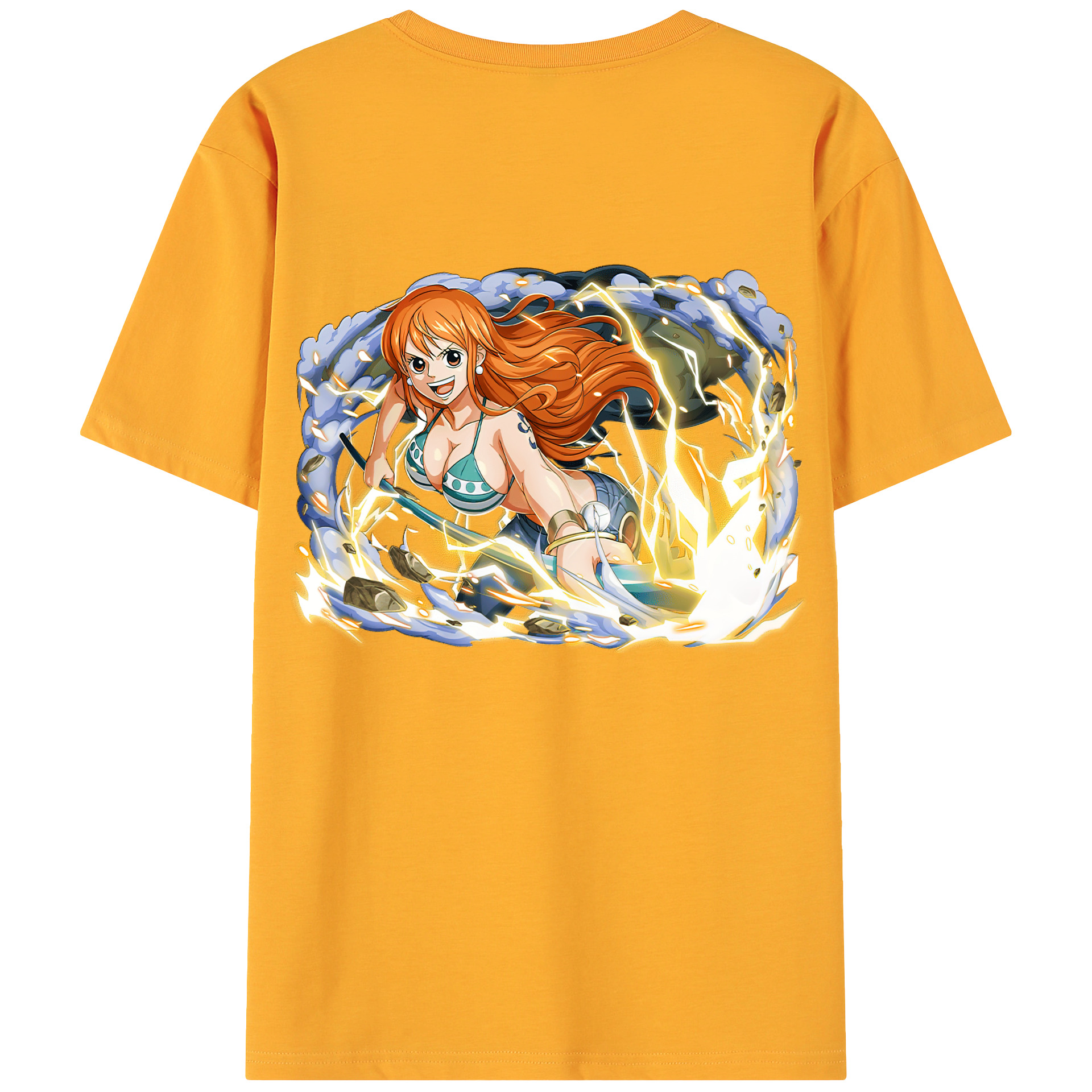 （画像用） ワンピース ナミ ONE PIECE Nami 綿100％ メンズ半袖Tシャツ（バックプリント） 通気性