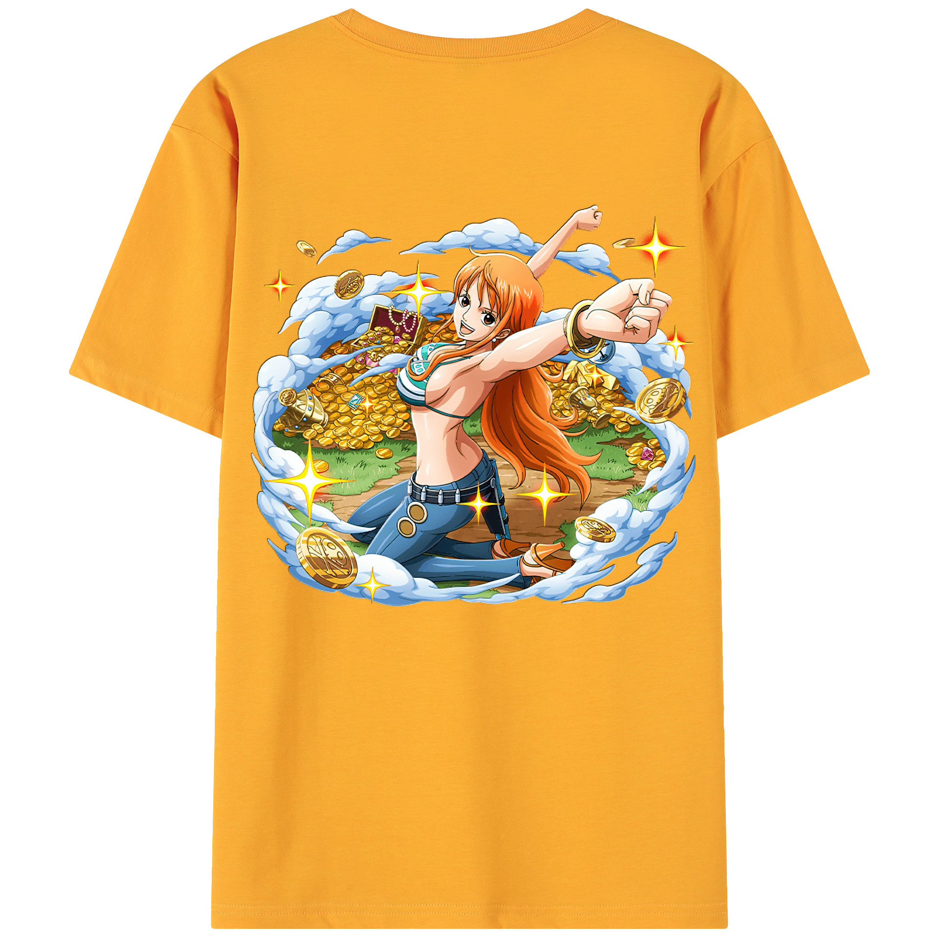 （画像用） ワンピース ナミ ONE PIECE Nami 綿100％ メンズ半袖Tシャツ（バックプリント） 通気性