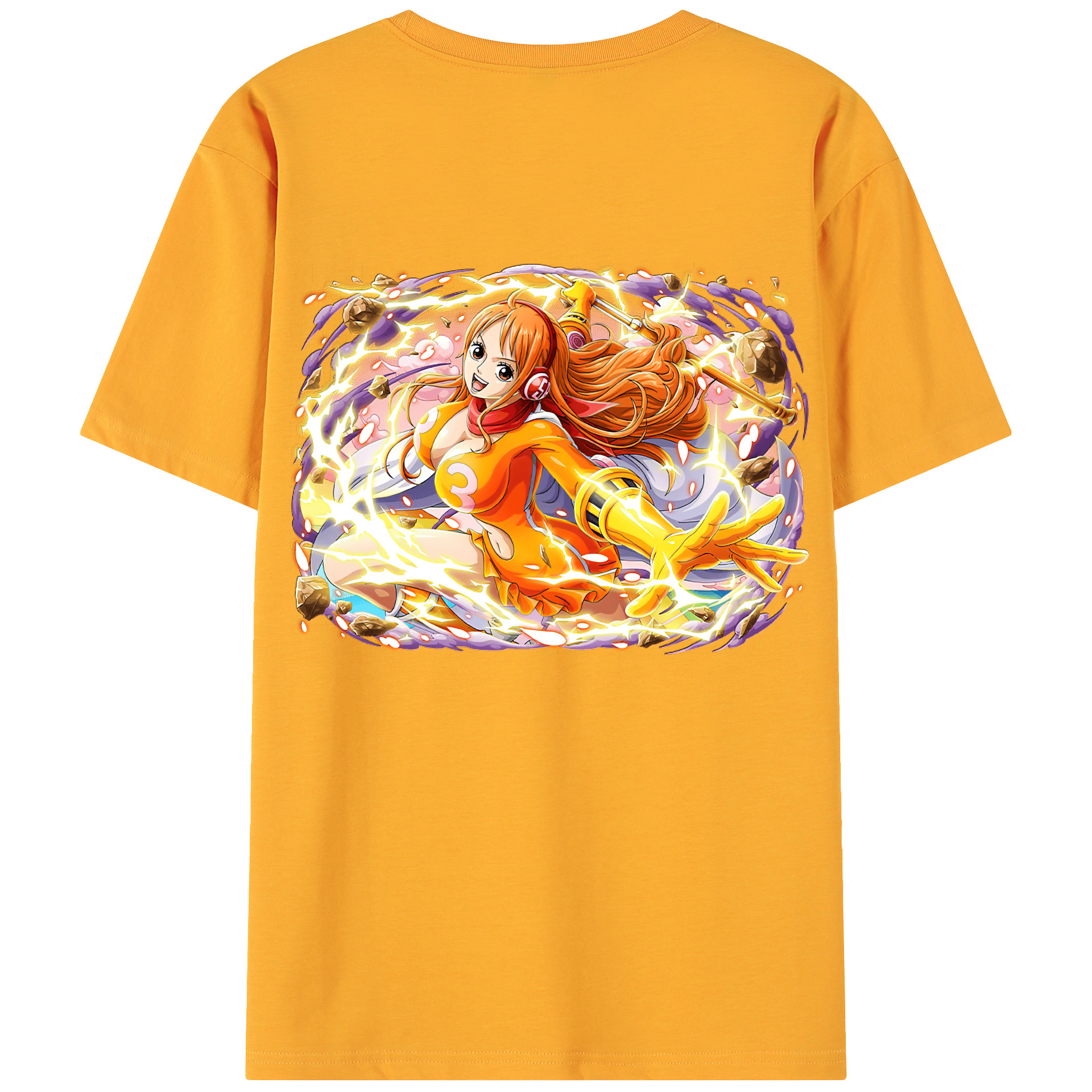 （画像用） ワンピース ナミ ONE PIECE Nami 綿100％ メンズ半袖Tシャツ（バックプリント） 通気性