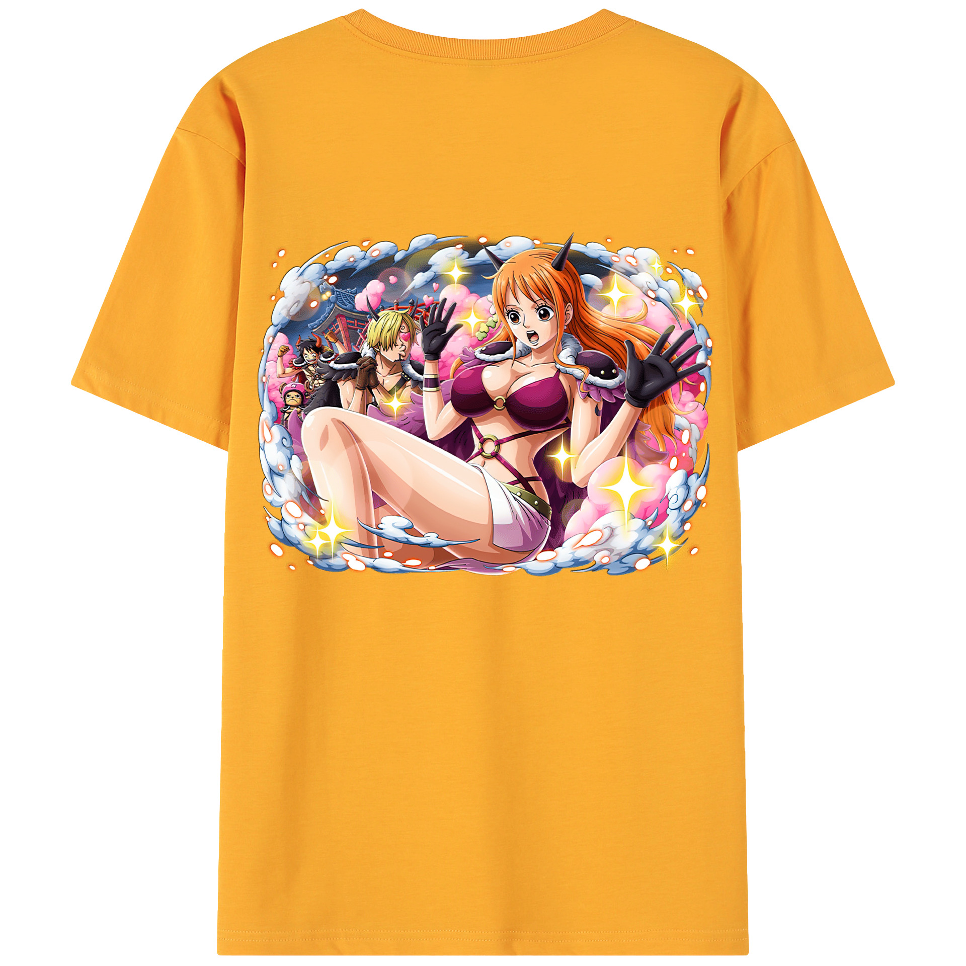 （画像用） ワンピース ナミ ONE PIECE Nami 綿100％ メンズ半袖Tシャツ（バックプリント） 通気性