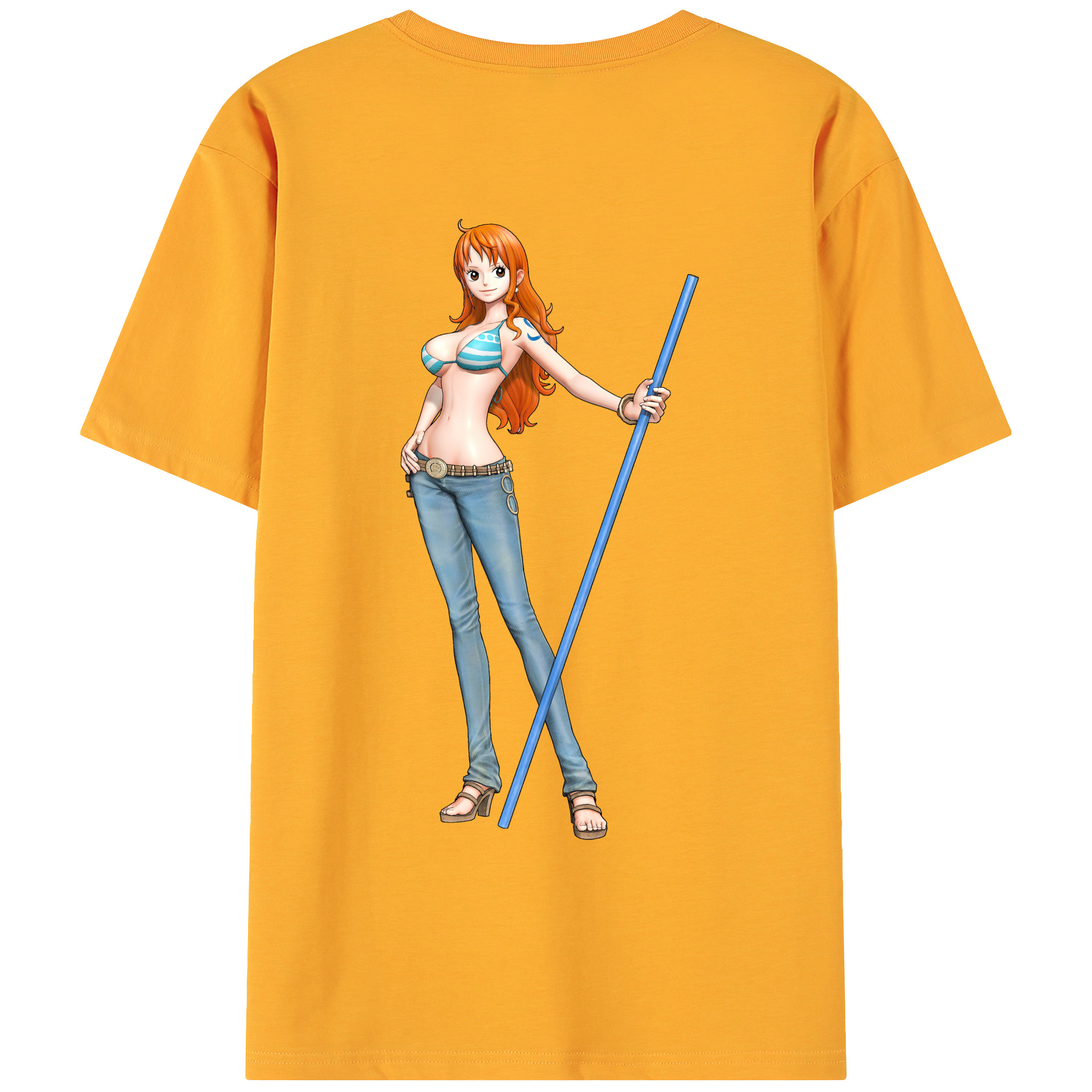 （画像用） ワンピース ナミ ONE PIECE Nami 綿100％ メンズ半袖Tシャツ（バックプリント） 通気性