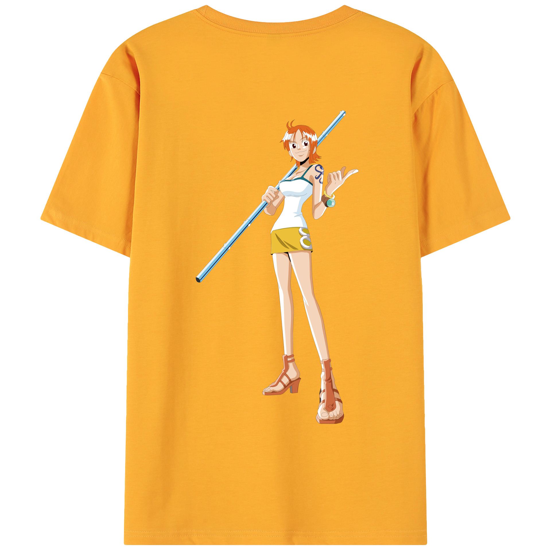 （画像用） ワンピース ナミ ONE PIECE Nami 綿100％ メンズ半袖Tシャツ（バックプリント） 通気性