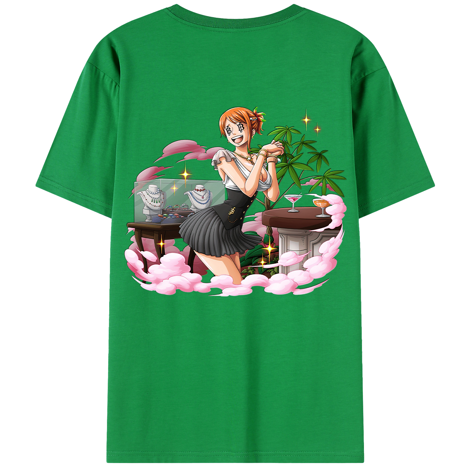 （画像用） ワンピース ナミ ONE PIECE Nami 綿100％ メンズ半袖Tシャツ（バックプリント） 通気性