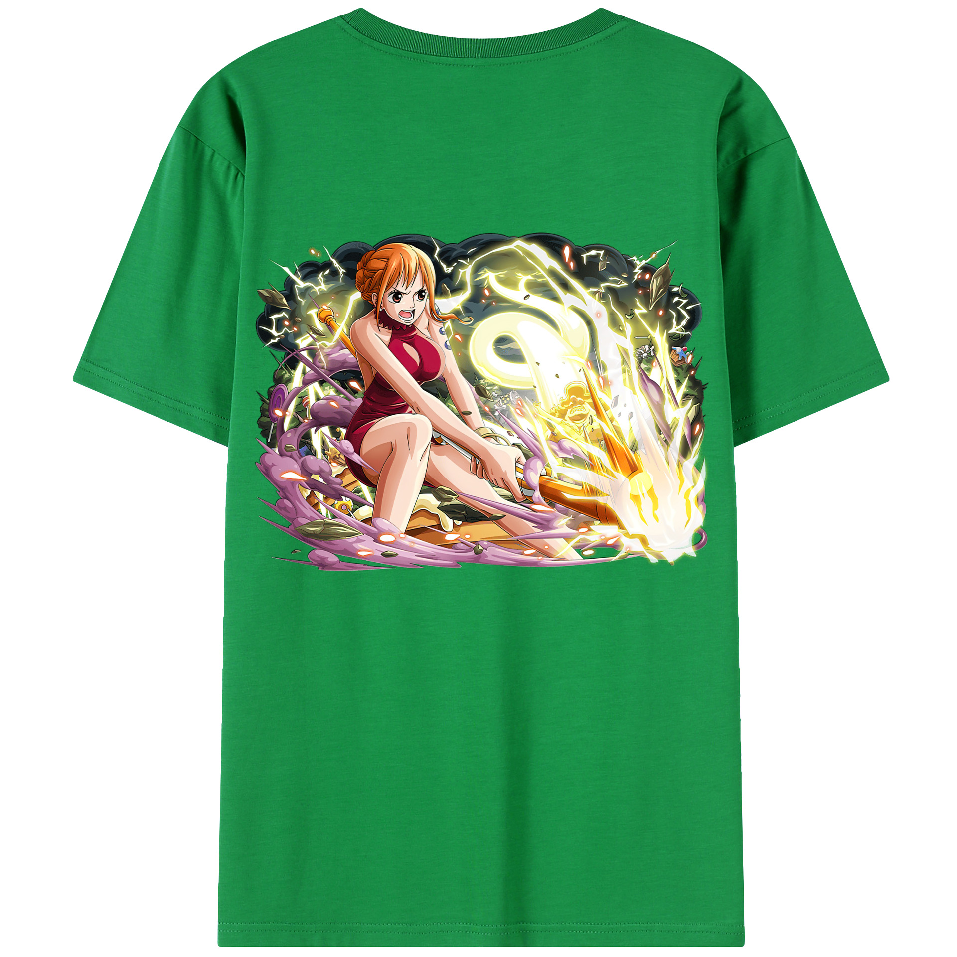 （画像用） ワンピース ナミ ONE PIECE Nami 綿100％ メンズ半袖Tシャツ（バックプリント） 通気性