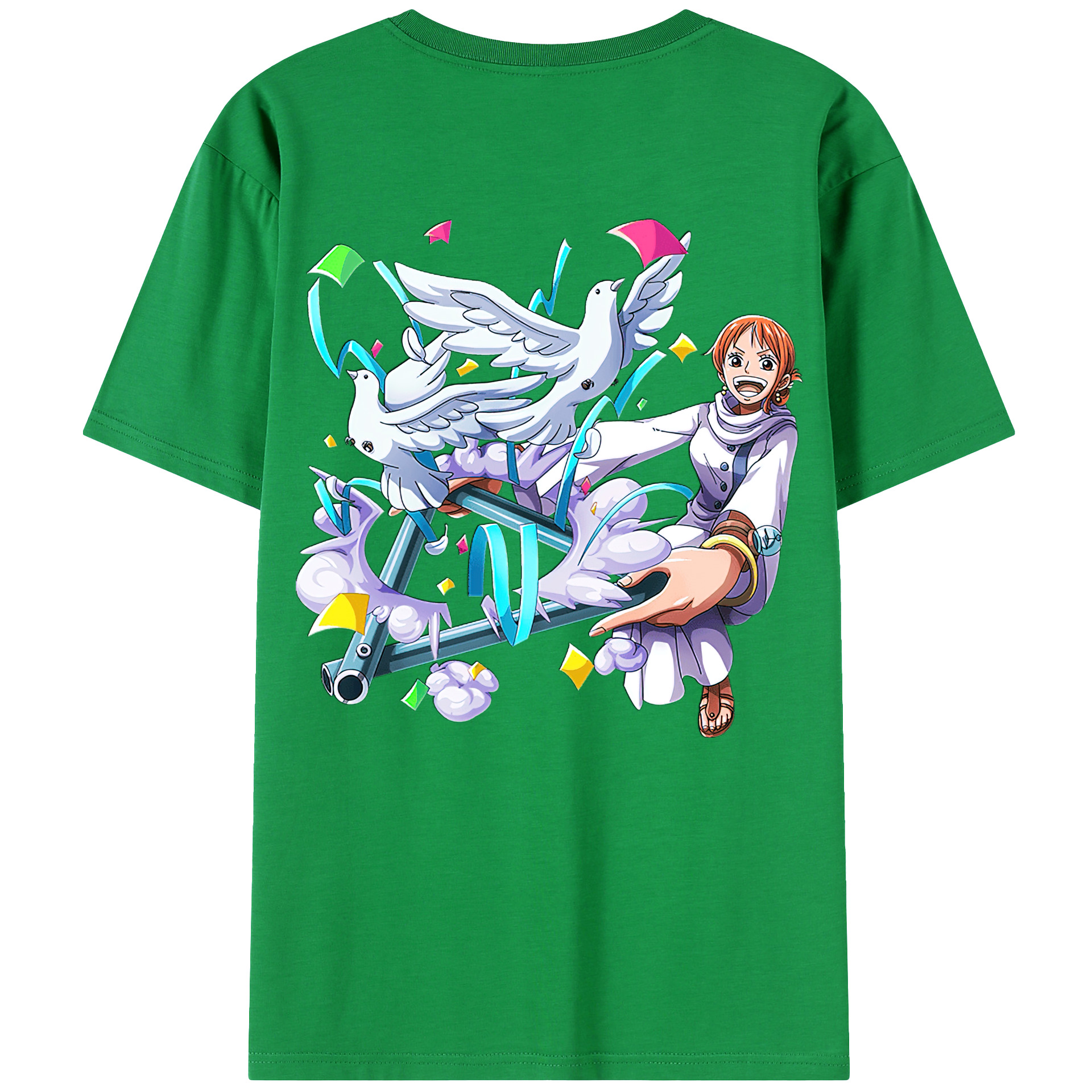 （画像用） ワンピース ナミ ONE PIECE Nami 綿100％ メンズ半袖Tシャツ（バックプリント） 通気性