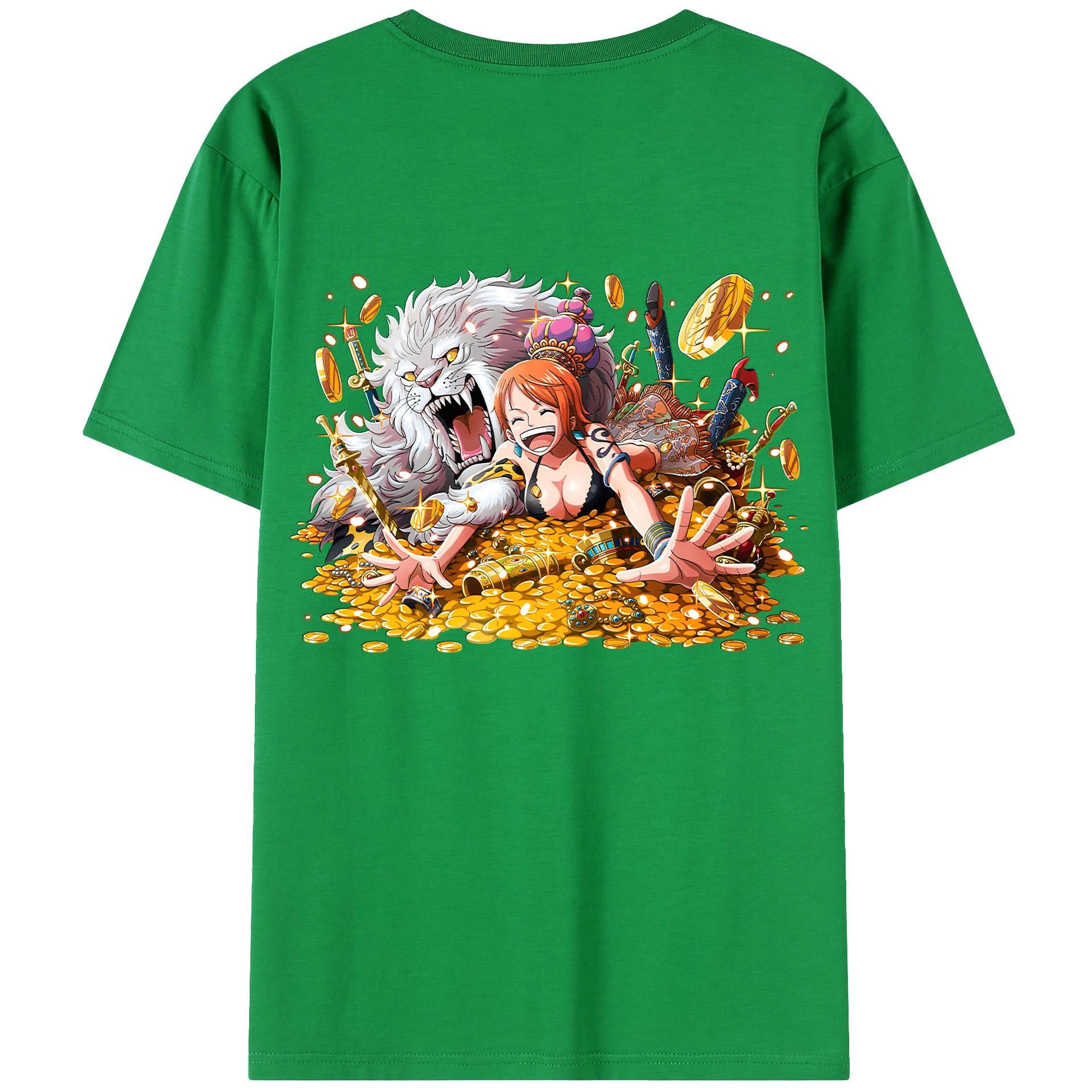 （画像用） ワンピース ナミ ONE PIECE Nami 綿100％ メンズ半袖Tシャツ（バックプリント） 通気性