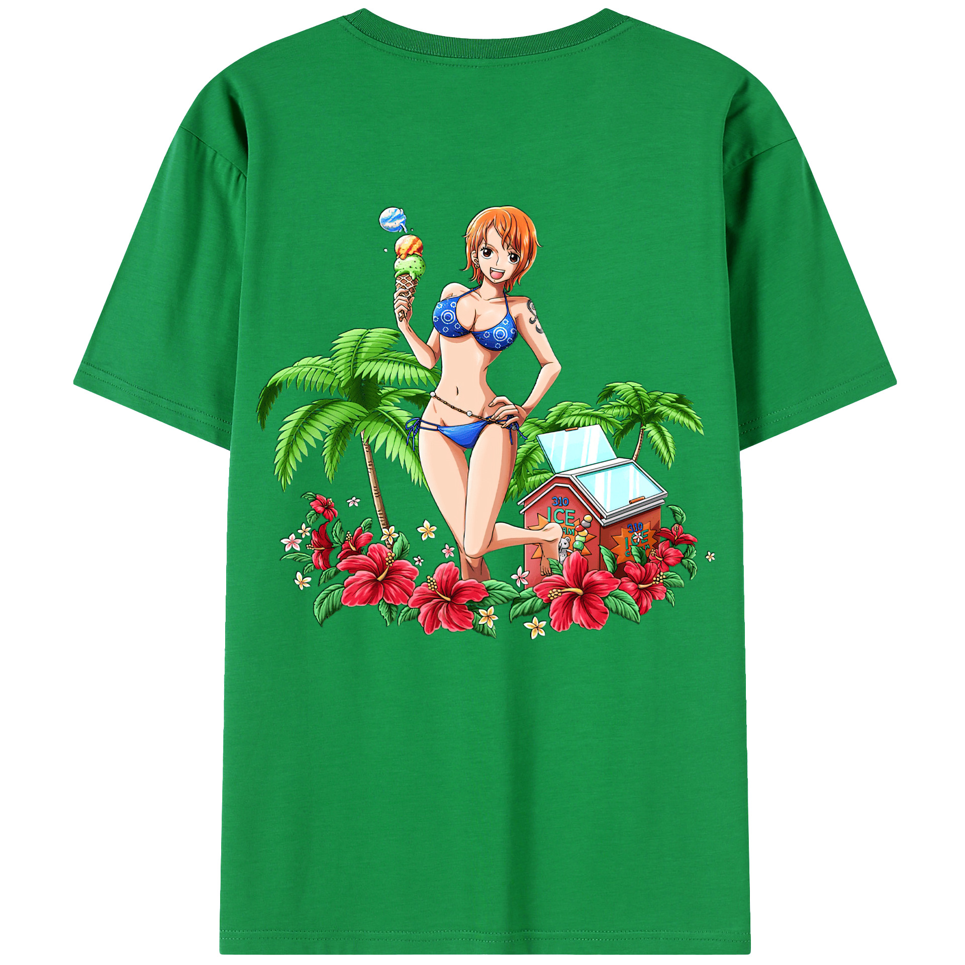 （画像用） ワンピース ナミ ONE PIECE Nami 綿100％ メンズ半袖Tシャツ（バックプリント） 通気性