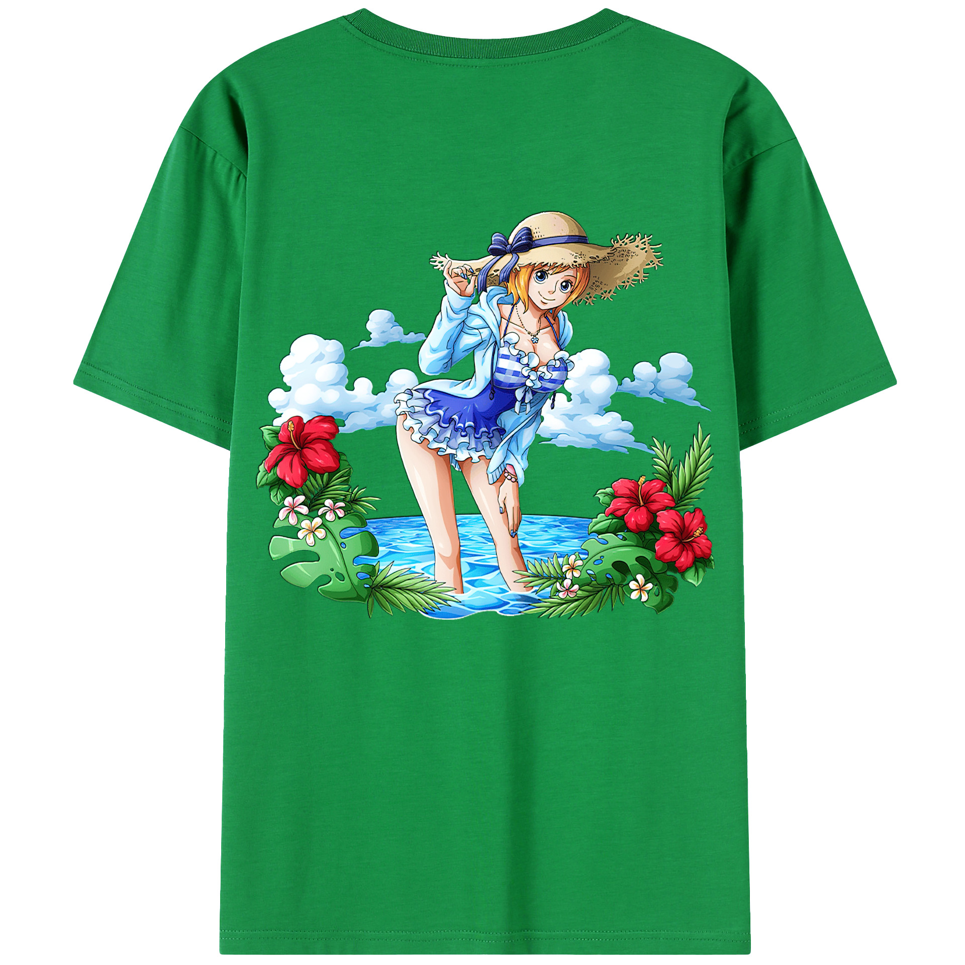 （画像用） ワンピース ナミ ONE PIECE Nami 綿100％ メンズ半袖Tシャツ（バックプリント） 通気性