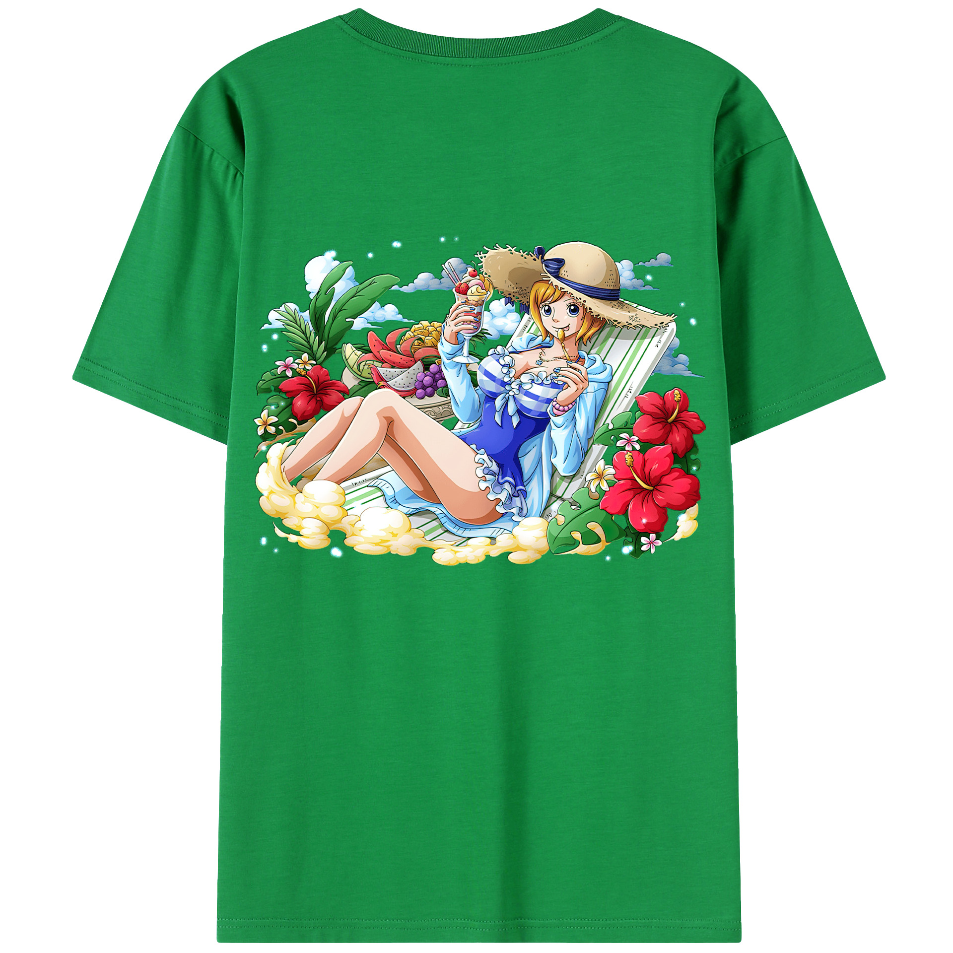 （画像用） ワンピース ナミ ONE PIECE Nami 綿100％ メンズ半袖Tシャツ（バックプリント） 通気性