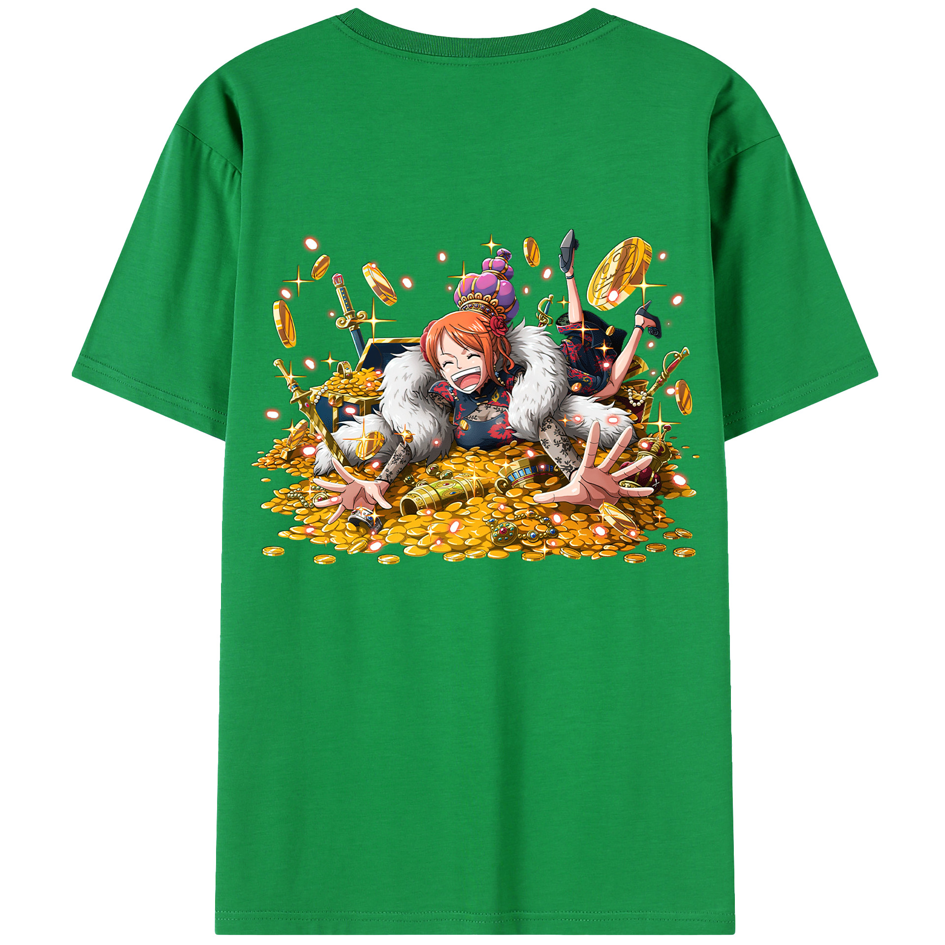 （画像用） ワンピース ナミ ONE PIECE Nami 綿100％ メンズ半袖Tシャツ（バックプリント） 通気性