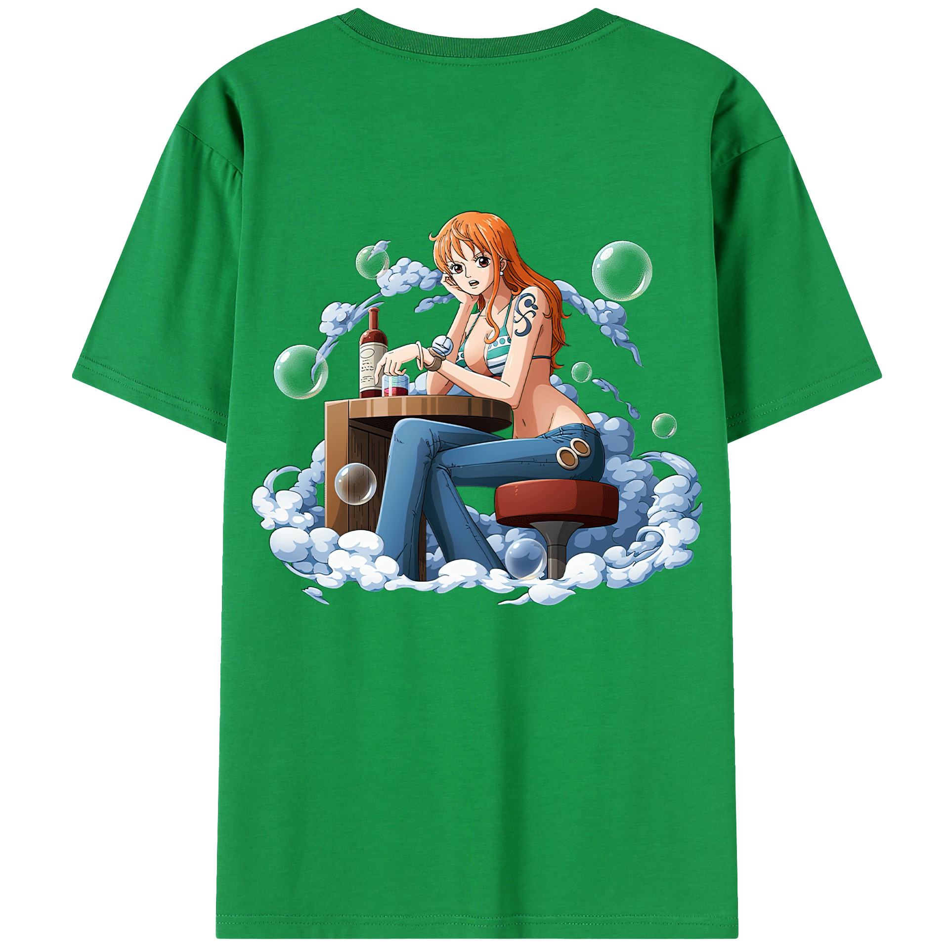 （画像用） ワンピース ナミ ONE PIECE Nami 綿100％ メンズ半袖Tシャツ（バックプリント） 通気性