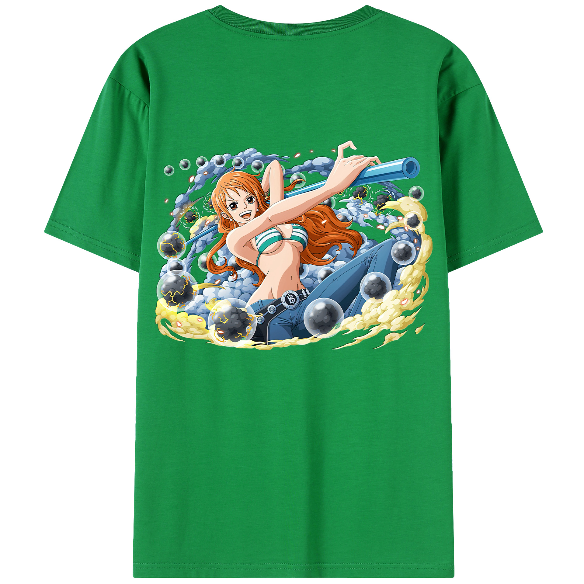 （画像用） ワンピース ナミ ONE PIECE Nami 綿100％ メンズ半袖Tシャツ（バックプリント） 通気性