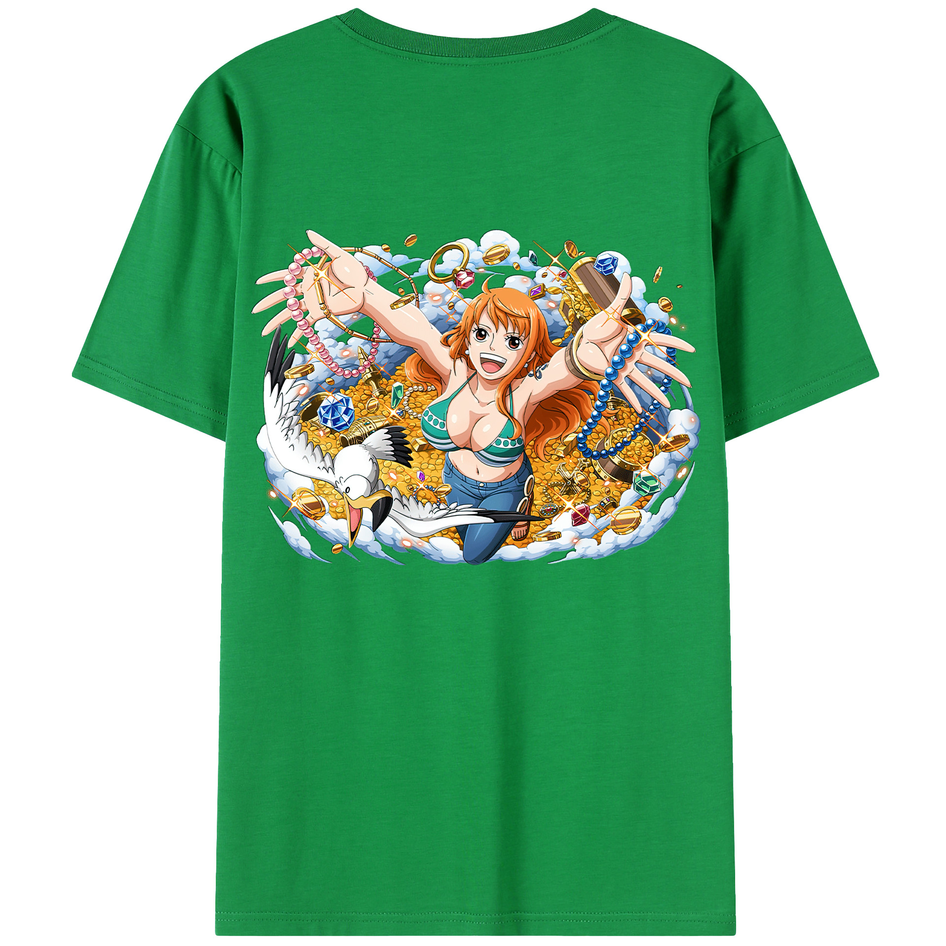 （画像用） ワンピース ナミ ONE PIECE Nami 綿100％ メンズ半袖Tシャツ（バックプリント） 通気性
