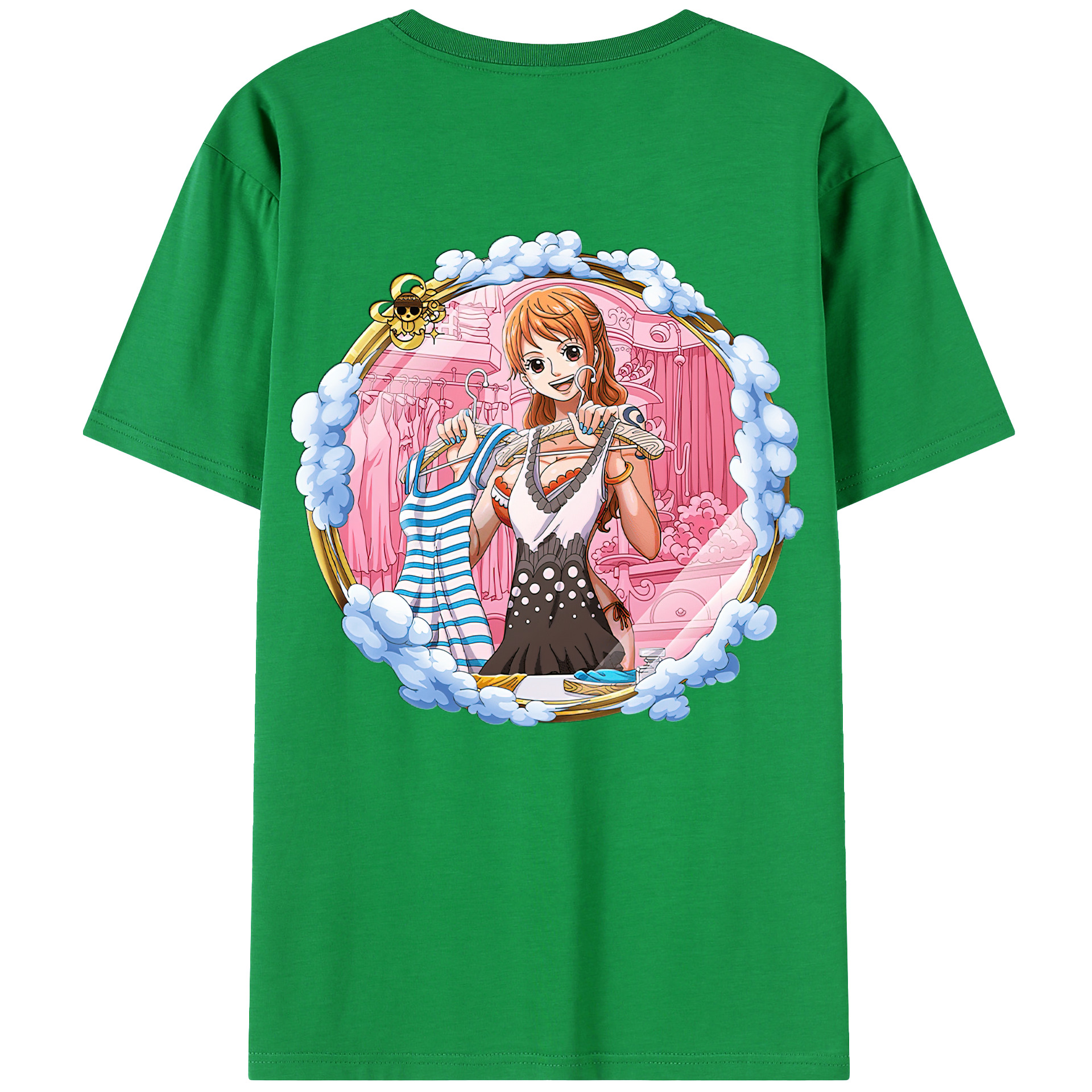 （画像用） ワンピース ナミ ONE PIECE Nami 綿100％ メンズ半袖Tシャツ（バックプリント） 通気性