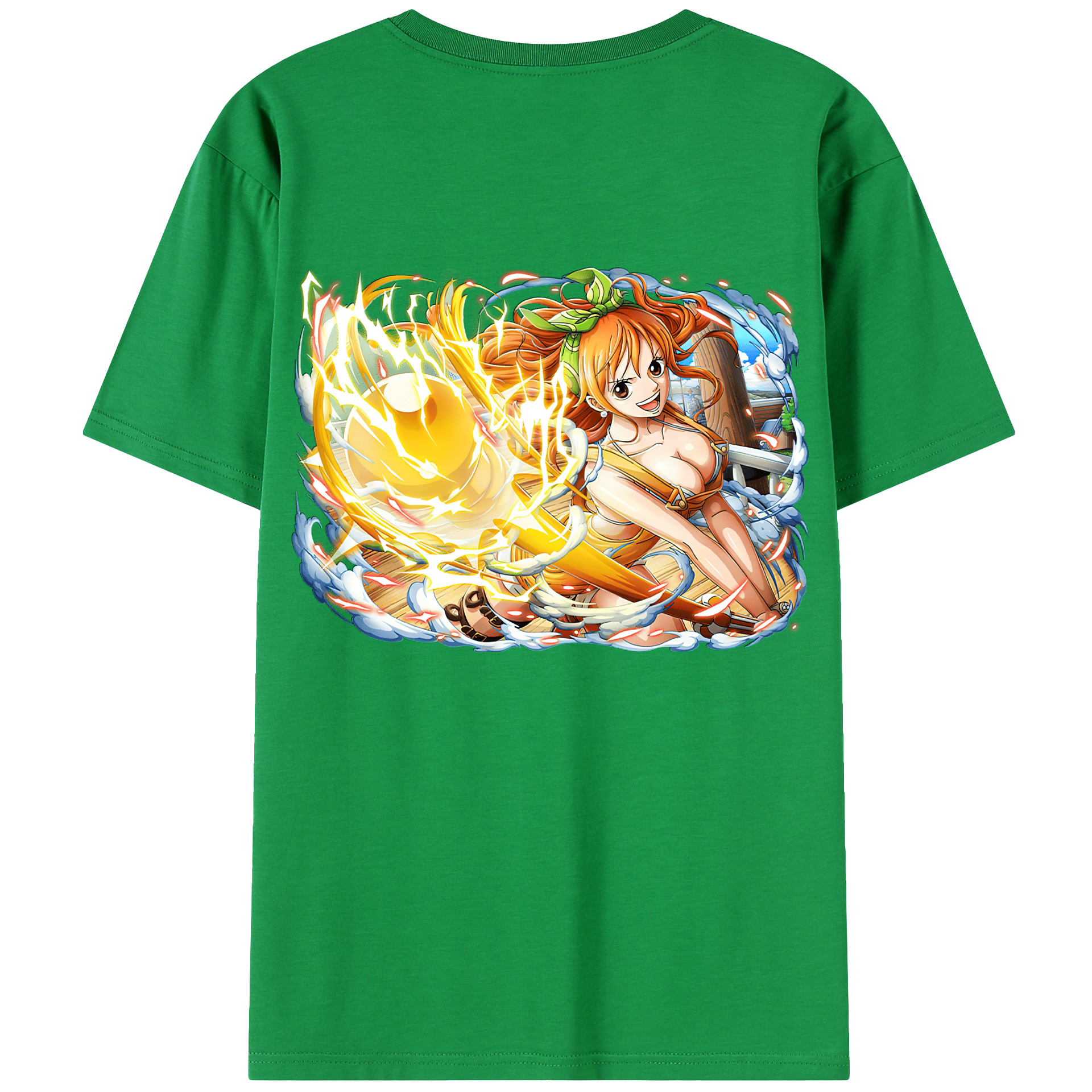 （画像用） ワンピース ナミ ONE PIECE Nami 綿100％ メンズ半袖Tシャツ（バックプリント） 通気性