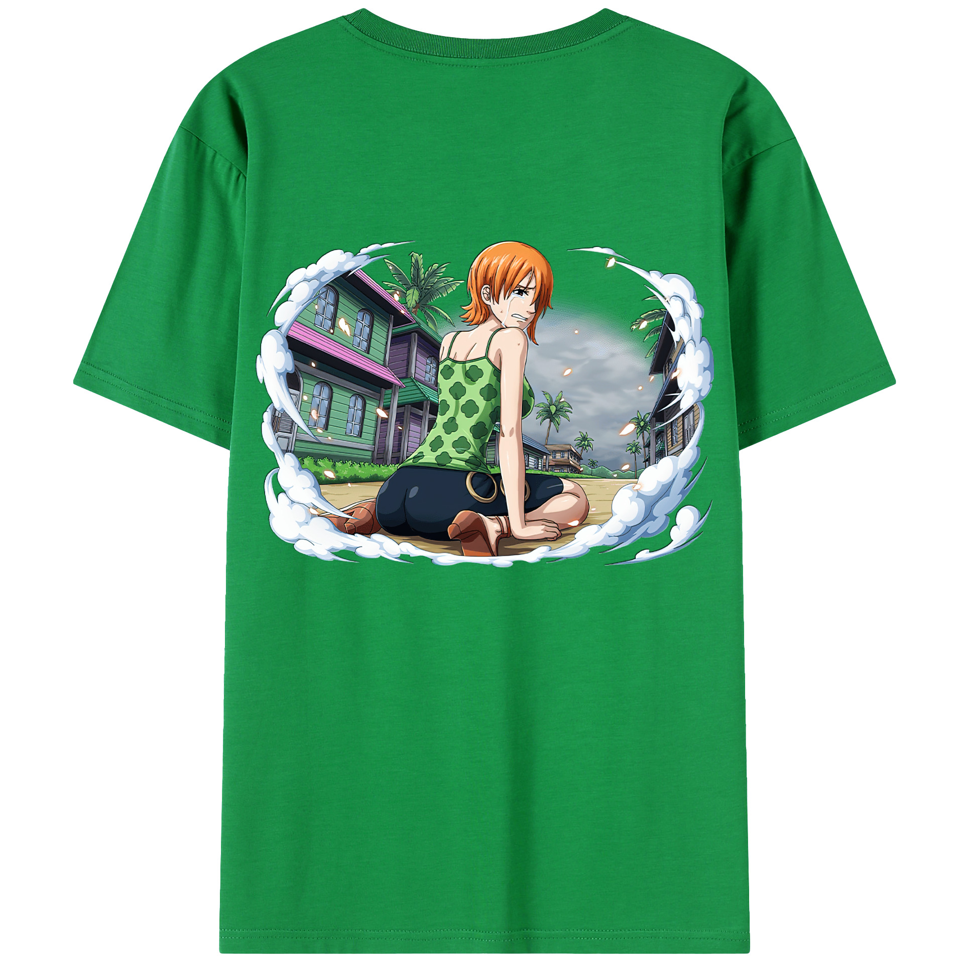 （画像用） ワンピース ナミ ONE PIECE Nami 綿100％ メンズ半袖Tシャツ（バックプリント） 通気性