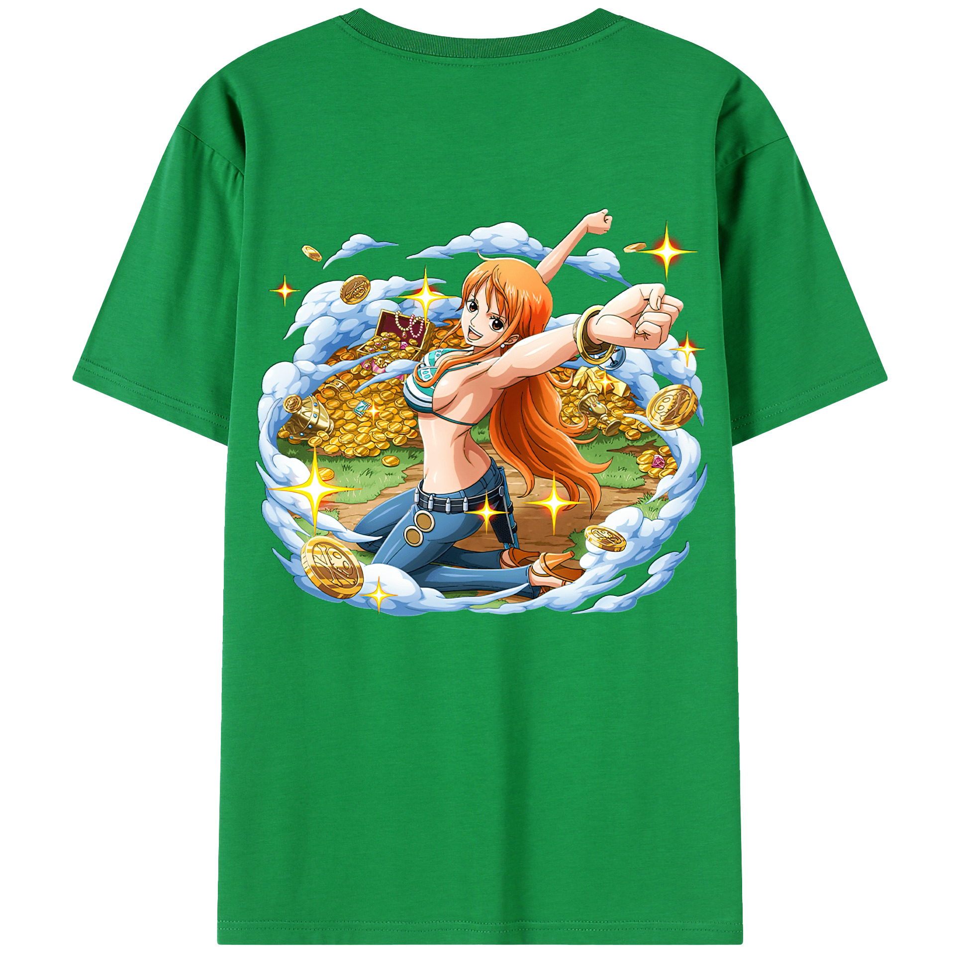 （画像用） ワンピース ナミ ONE PIECE Nami 綿100％ メンズ半袖Tシャツ（バックプリント） 通気性
