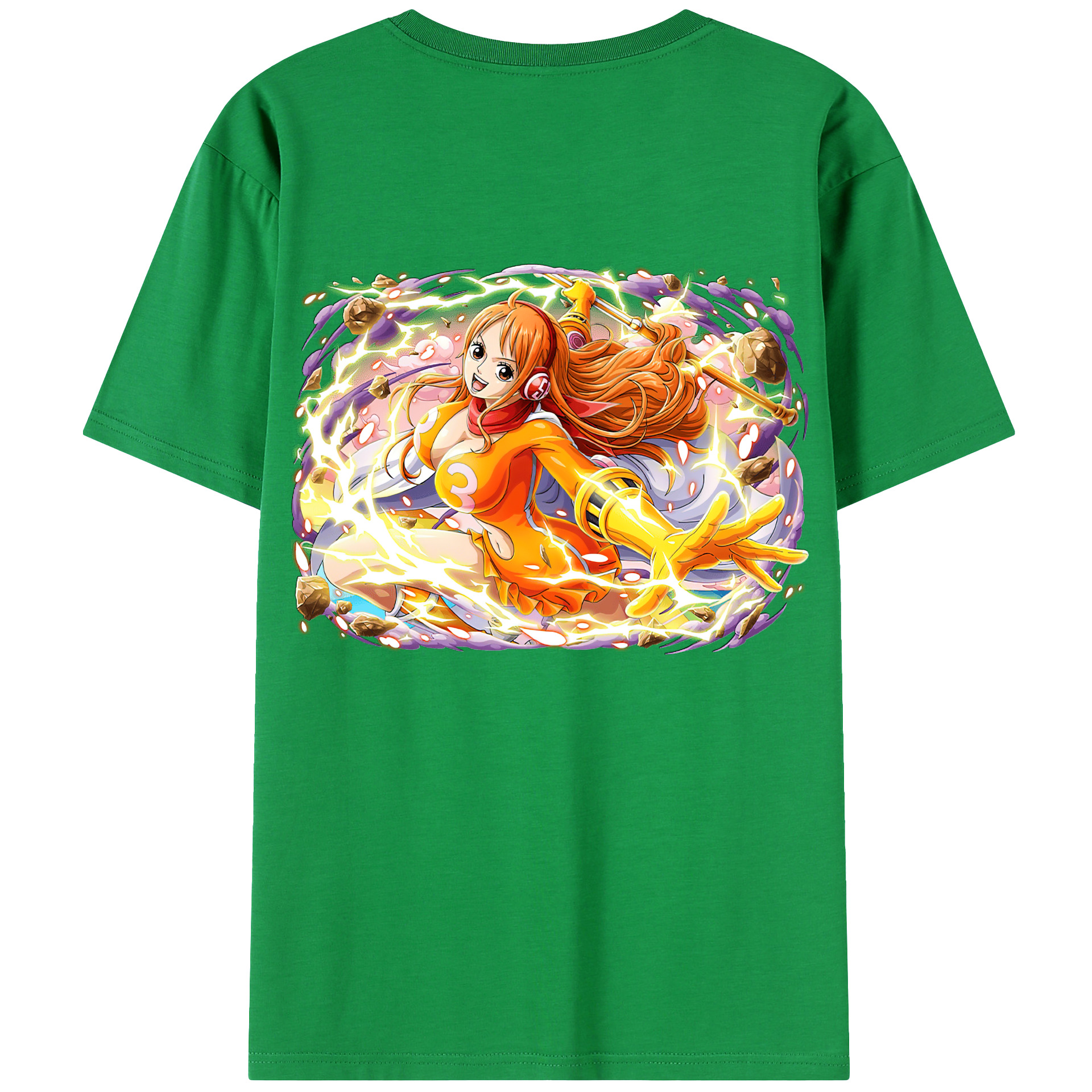 （画像用） ワンピース ナミ ONE PIECE Nami 綿100％ メンズ半袖Tシャツ（バックプリント） 通気性