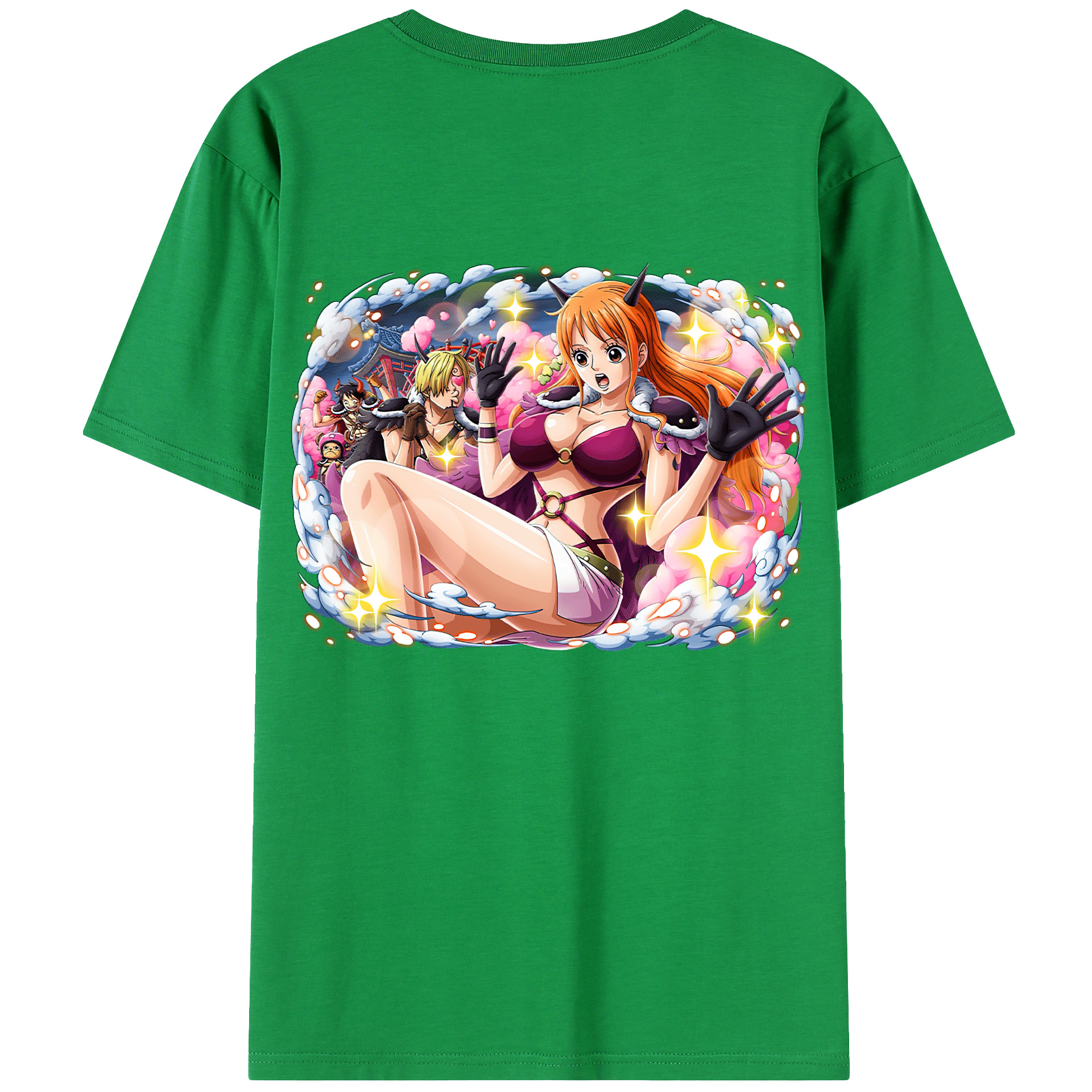 （画像用） ワンピース ナミ ONE PIECE Nami 綿100％ メンズ半袖Tシャツ（バックプリント） 通気性