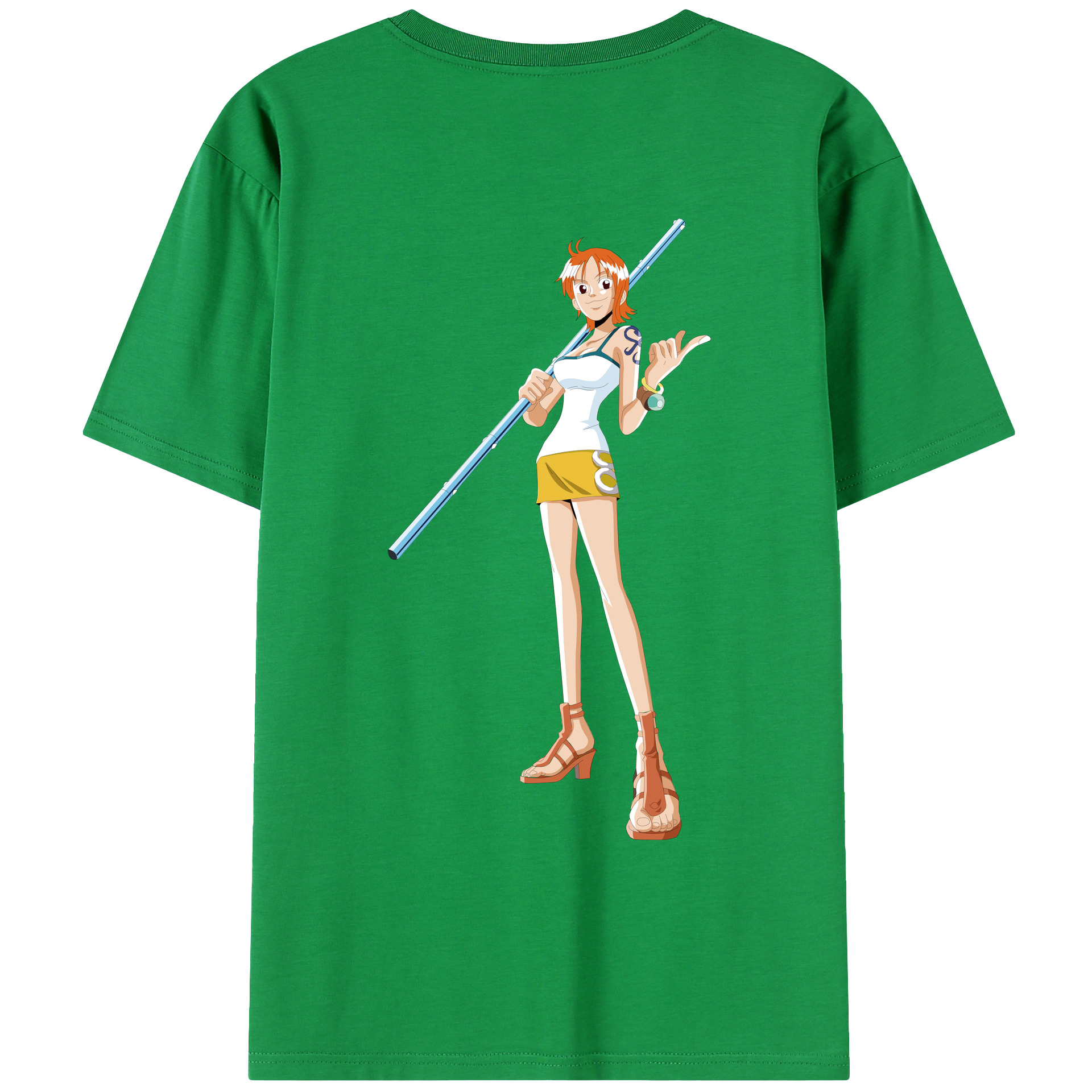 （画像用） ワンピース ナミ ONE PIECE Nami 綿100％ メンズ半袖Tシャツ（バックプリント） 通気性