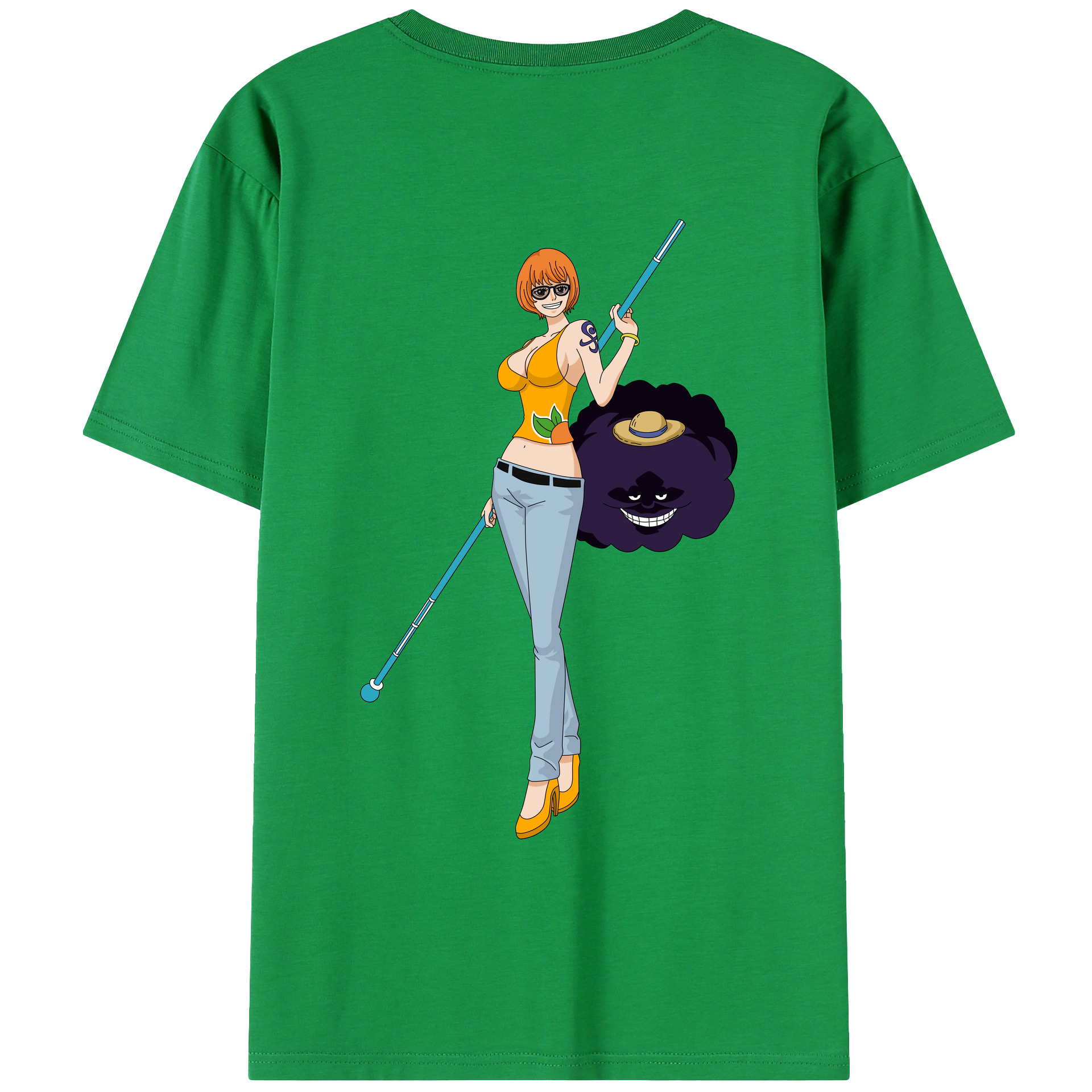 （画像用） ワンピース ナミ ONE PIECE Nami 綿100％ メンズ半袖Tシャツ（バックプリント） 通気性