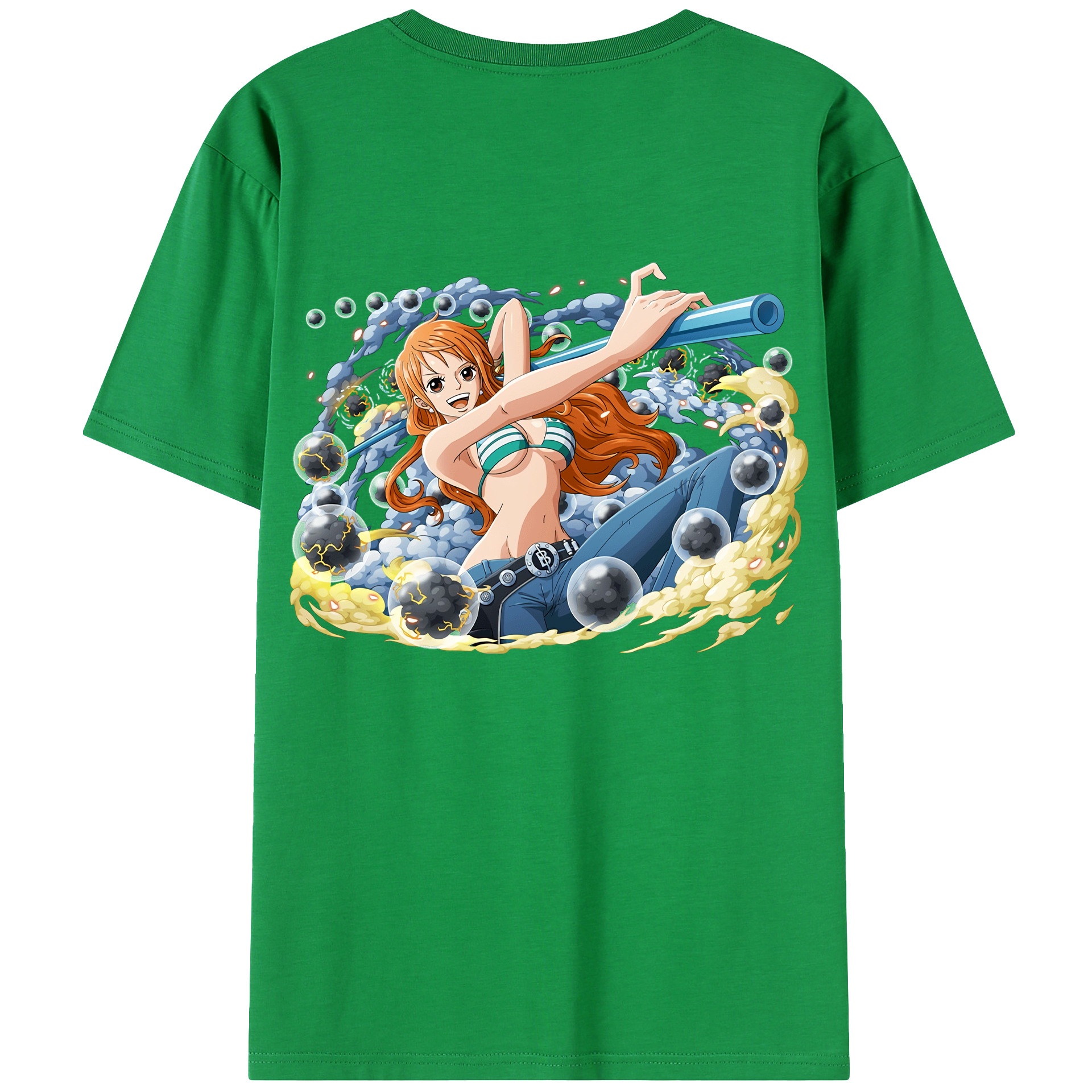 （画像用） ワンピース ナミ ONE PIECE Nami 綿100％ メンズ半袖Tシャツ（バックプリント） 通気性