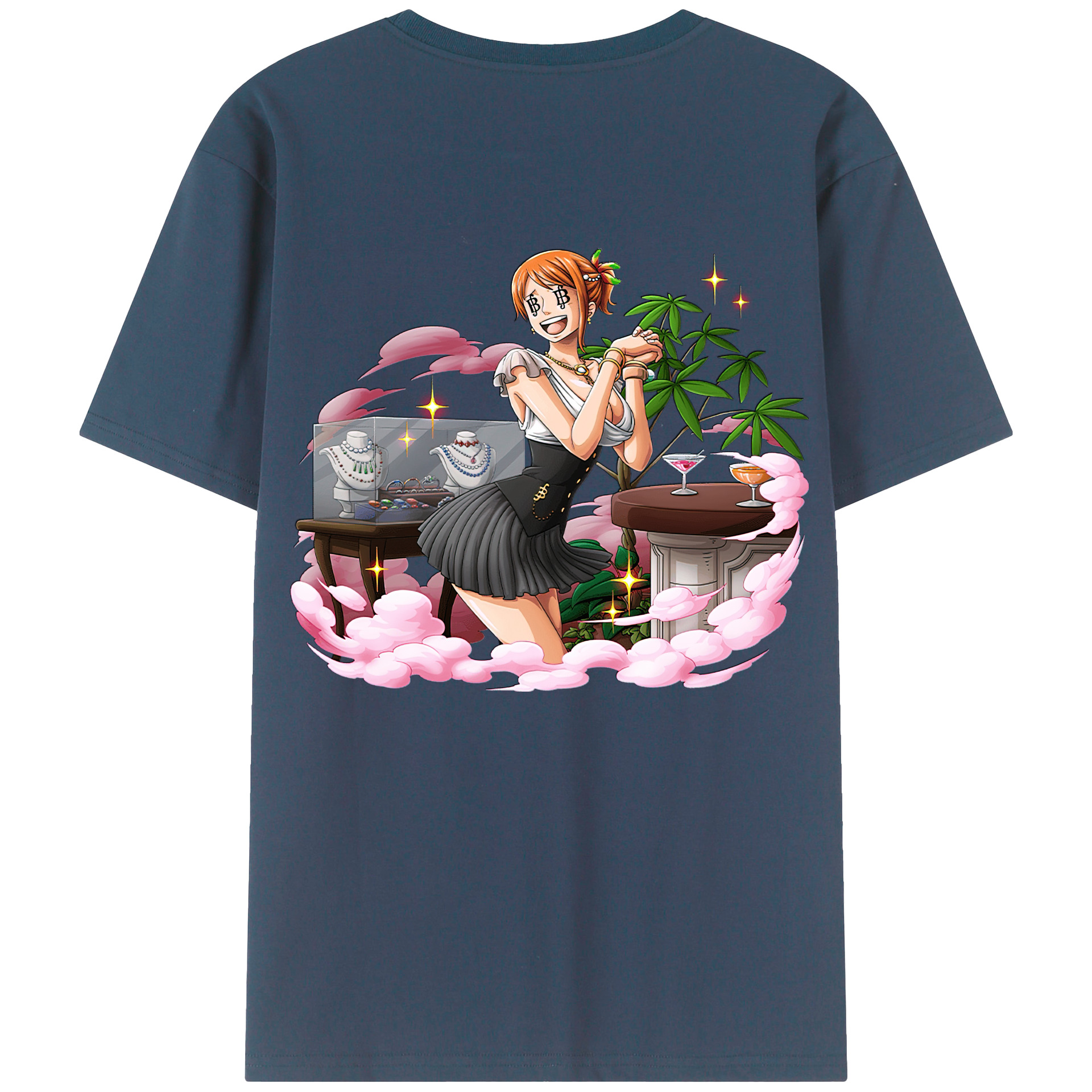 （画像用） ワンピース ナミ ONE PIECE Nami 綿100％ メンズ半袖Tシャツ（バックプリント） 通気性