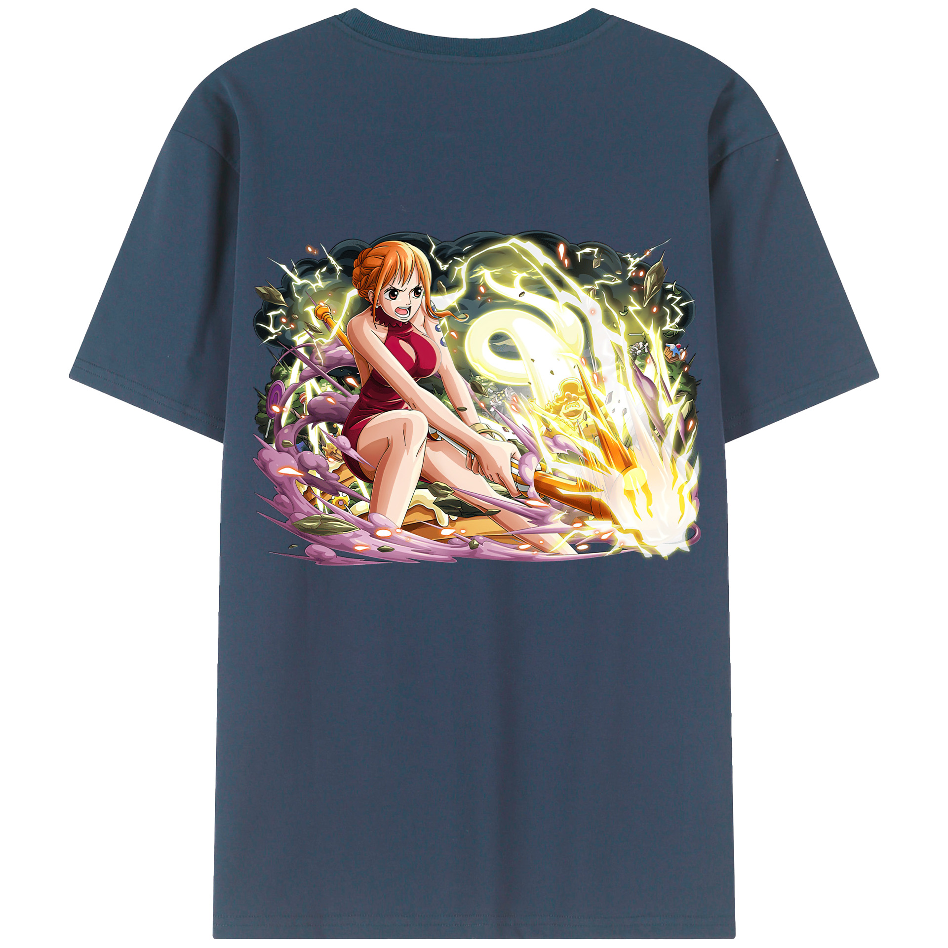 （画像用） ワンピース ナミ ONE PIECE Nami 綿100％ メンズ半袖Tシャツ（バックプリント） 通気性