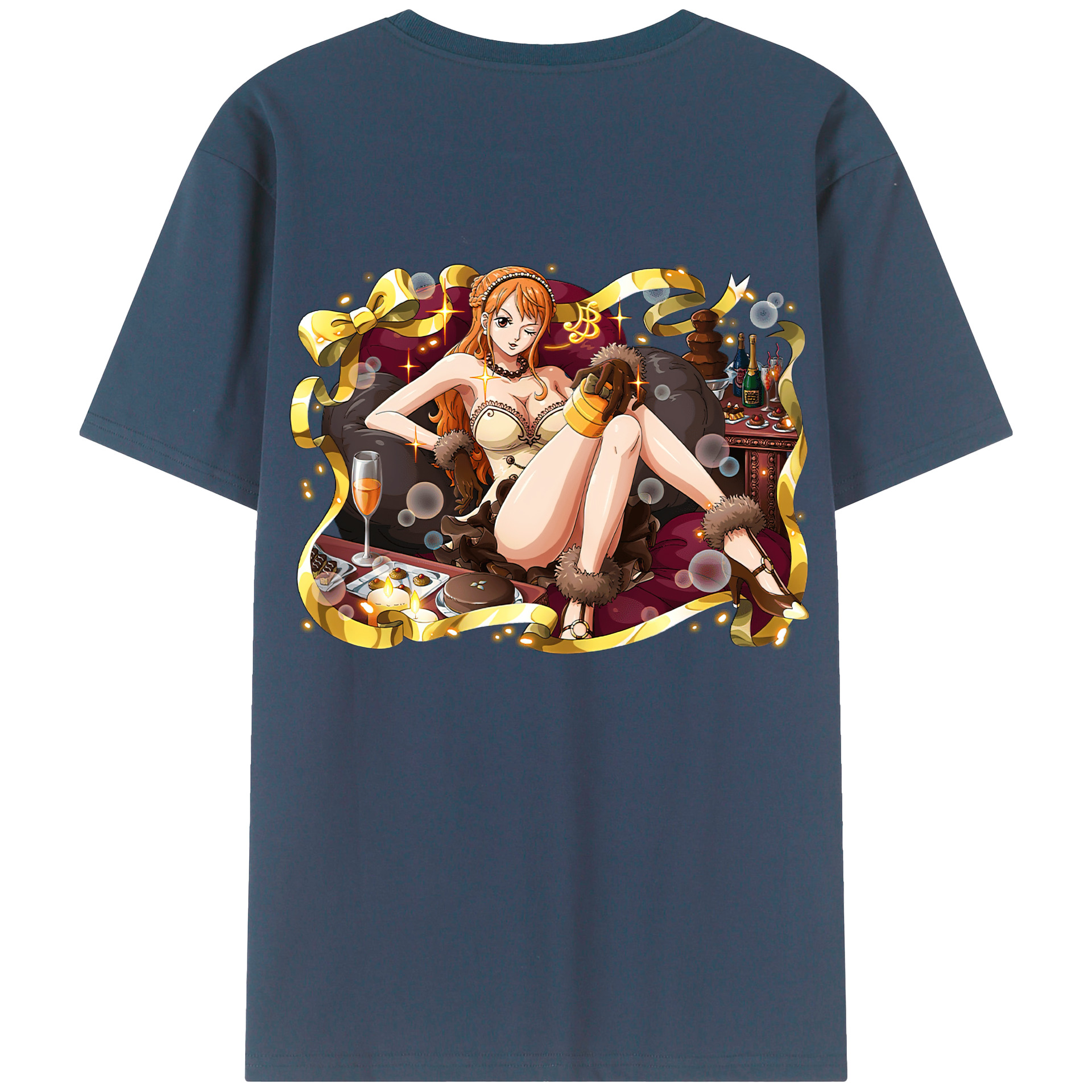 （画像用） ワンピース ナミ ONE PIECE Nami 綿100％ メンズ半袖Tシャツ（バックプリント） 通気性