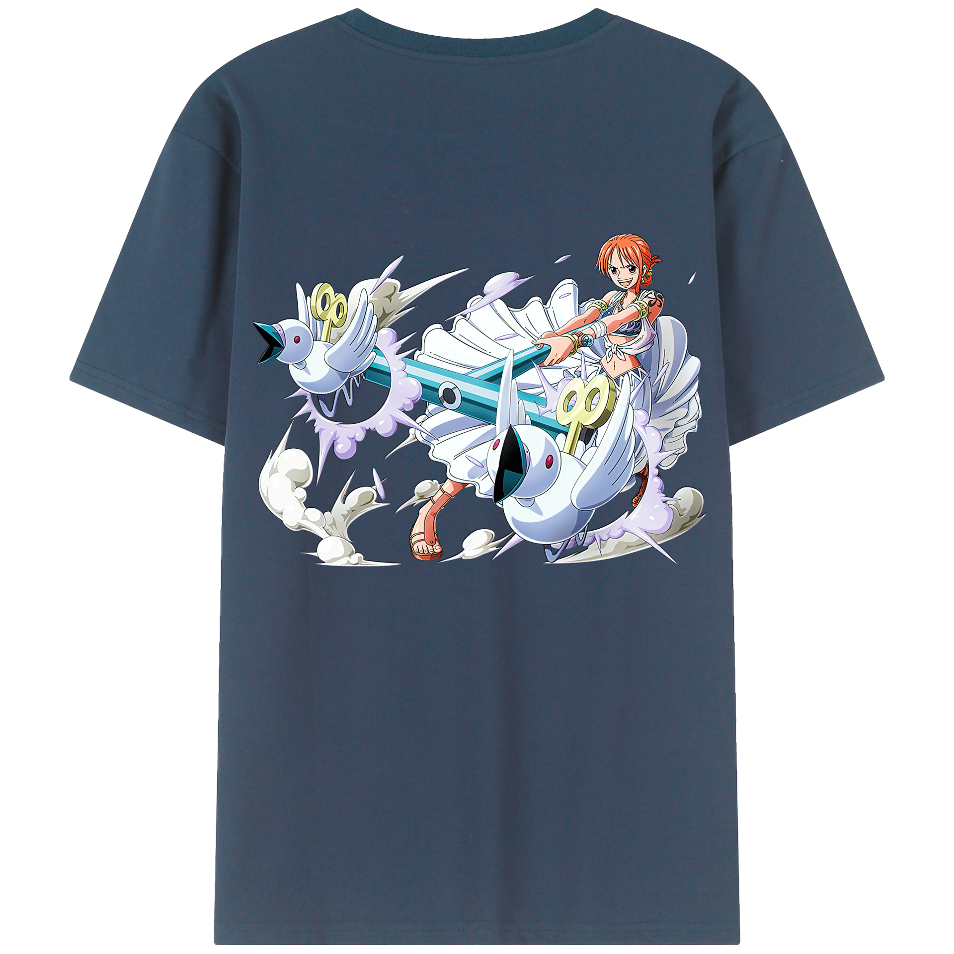 （画像用） ワンピース ナミ ONE PIECE Nami 綿100％ メンズ半袖Tシャツ（バックプリント） 通気性