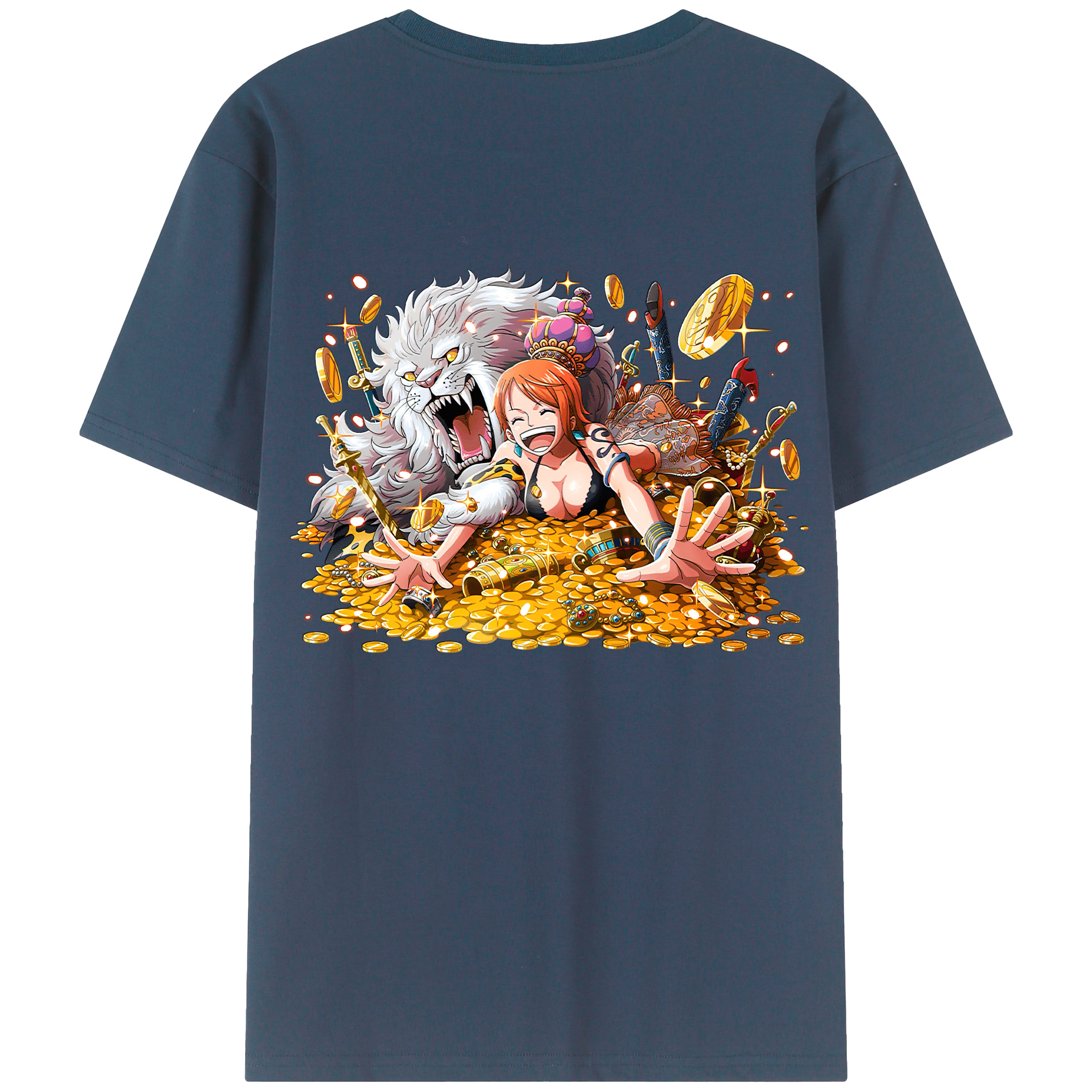 （画像用） ワンピース ナミ ONE PIECE Nami 綿100％ メンズ半袖Tシャツ（バックプリント） 通気性