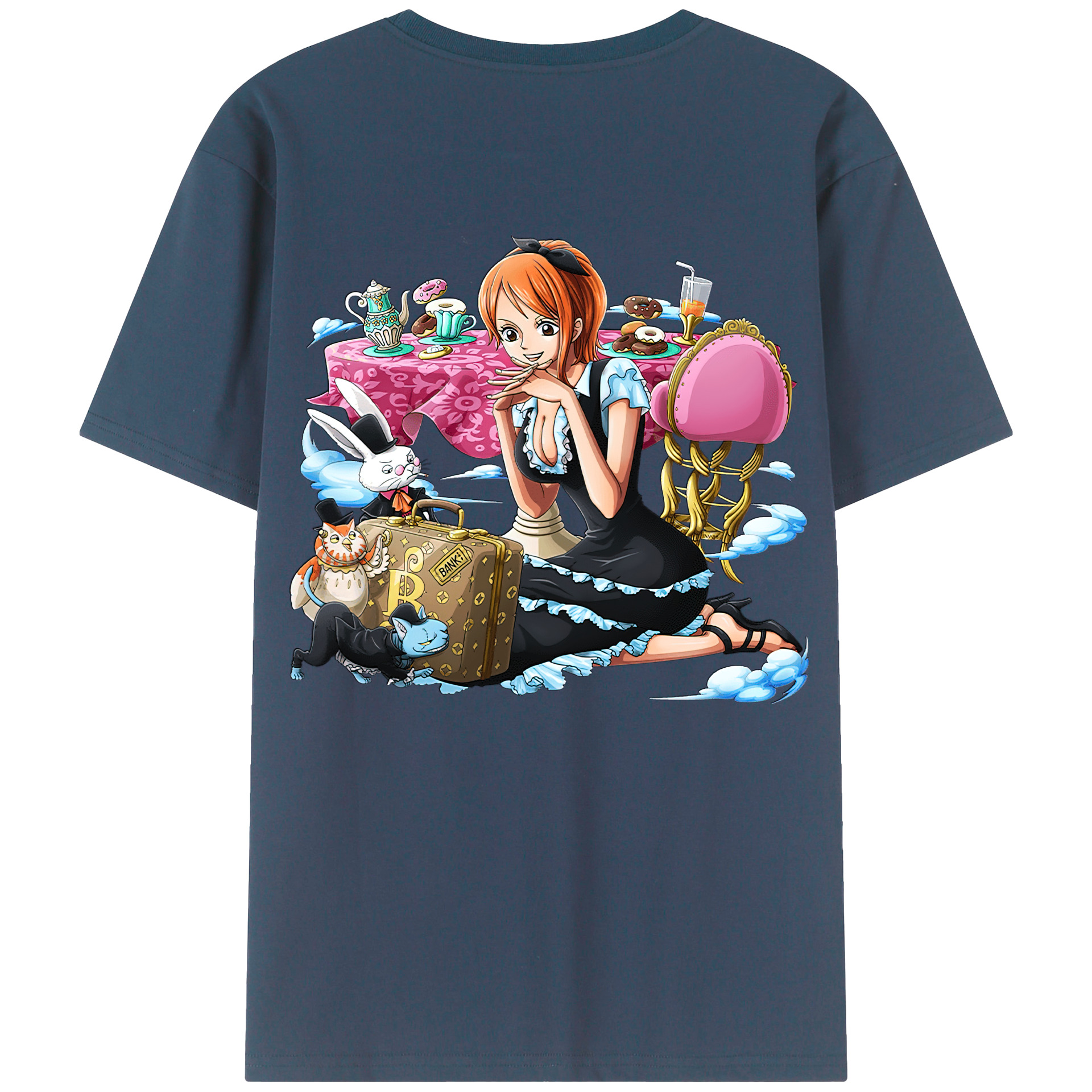 （画像用） ワンピース ナミ ONE PIECE Nami 綿100％ メンズ半袖Tシャツ（バックプリント） 通気性