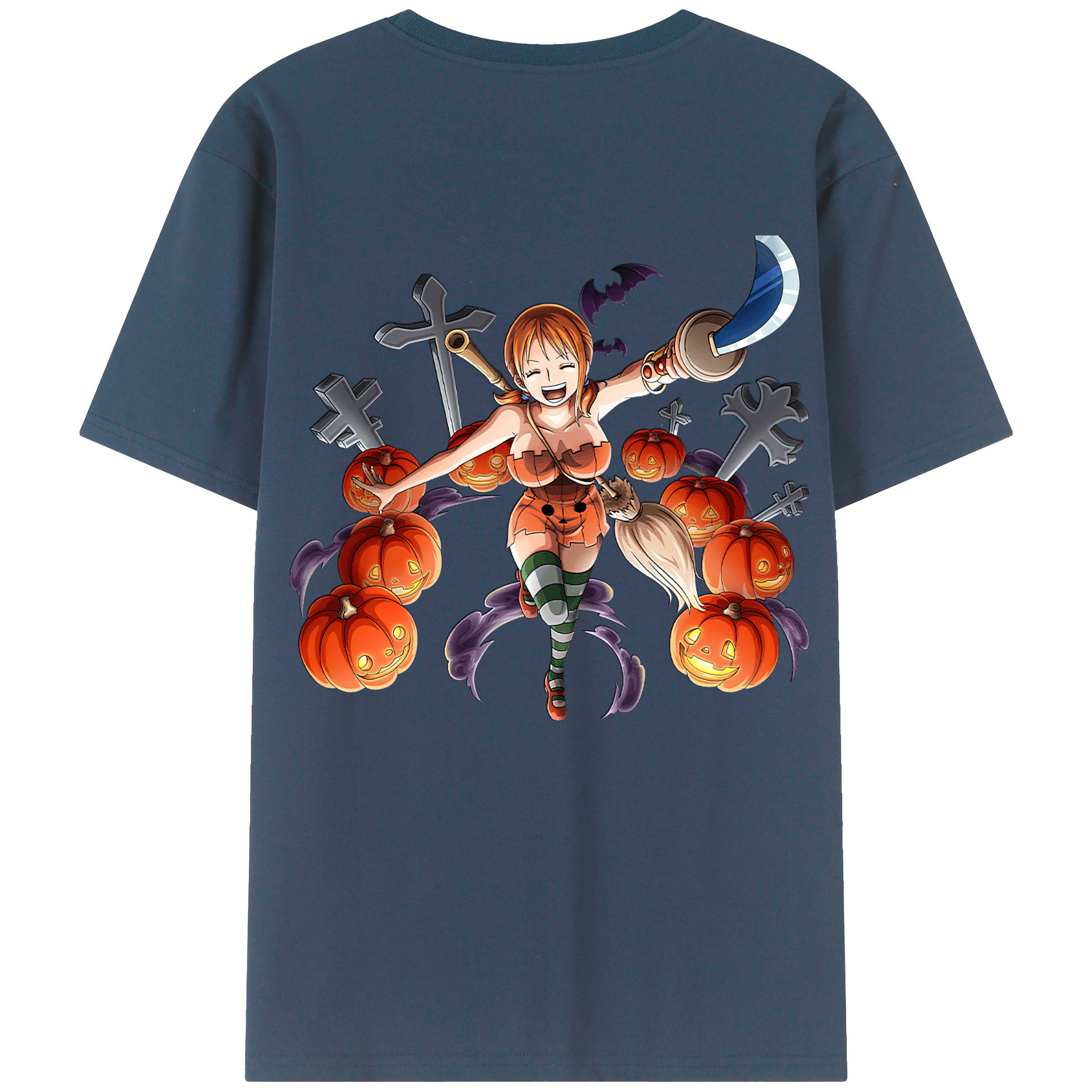 （画像用） ワンピース ナミ ONE PIECE Nami 綿100％ メンズ半袖Tシャツ（バックプリント） 通気性