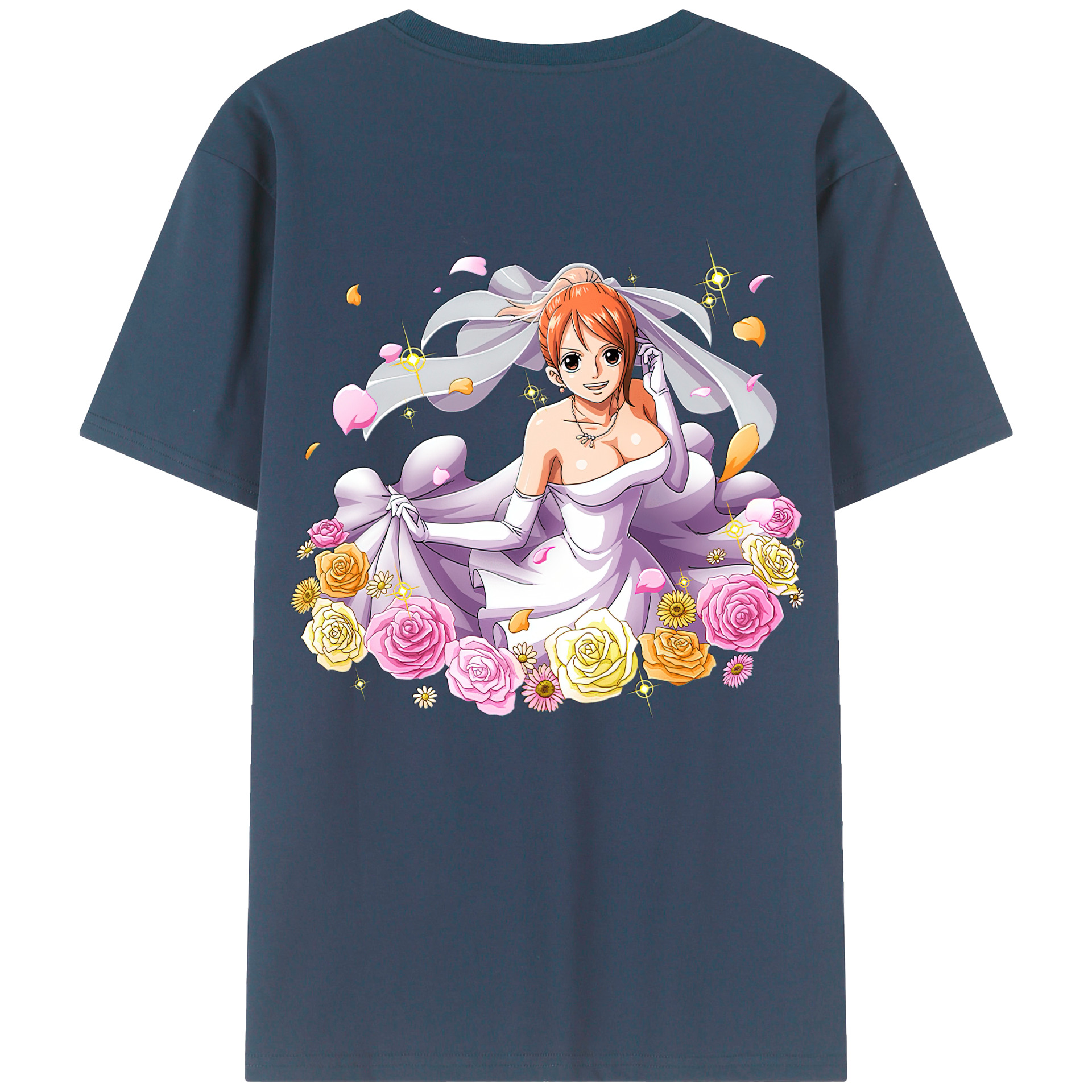（画像用） ワンピース ナミ ONE PIECE Nami 綿100％ メンズ半袖Tシャツ（バックプリント） 通気性