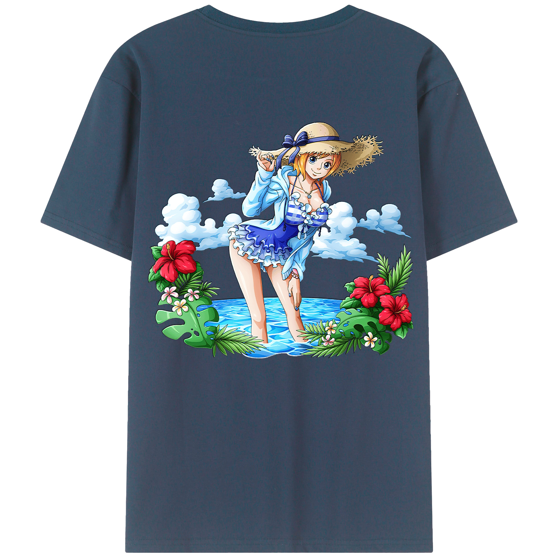 （画像用） ワンピース ナミ ONE PIECE Nami 綿100％ メンズ半袖Tシャツ（バックプリント） 通気性