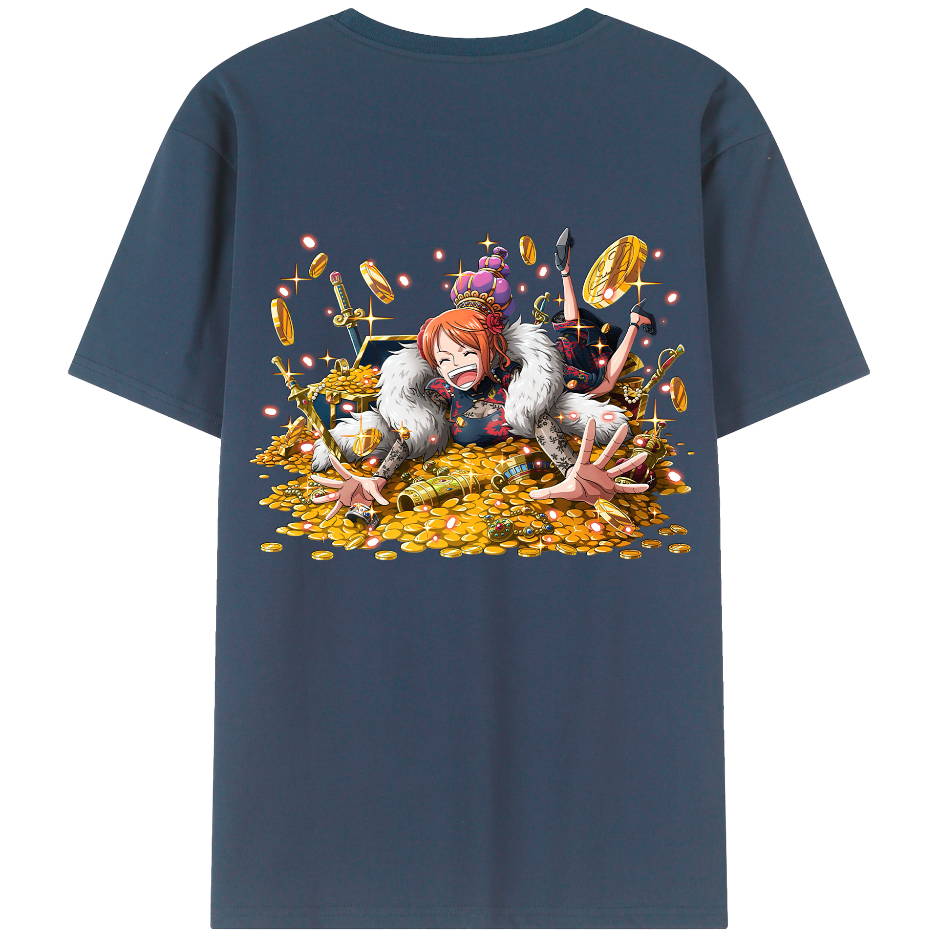 （画像用） ワンピース ナミ ONE PIECE Nami 綿100％ メンズ半袖Tシャツ（バックプリント） 通気性