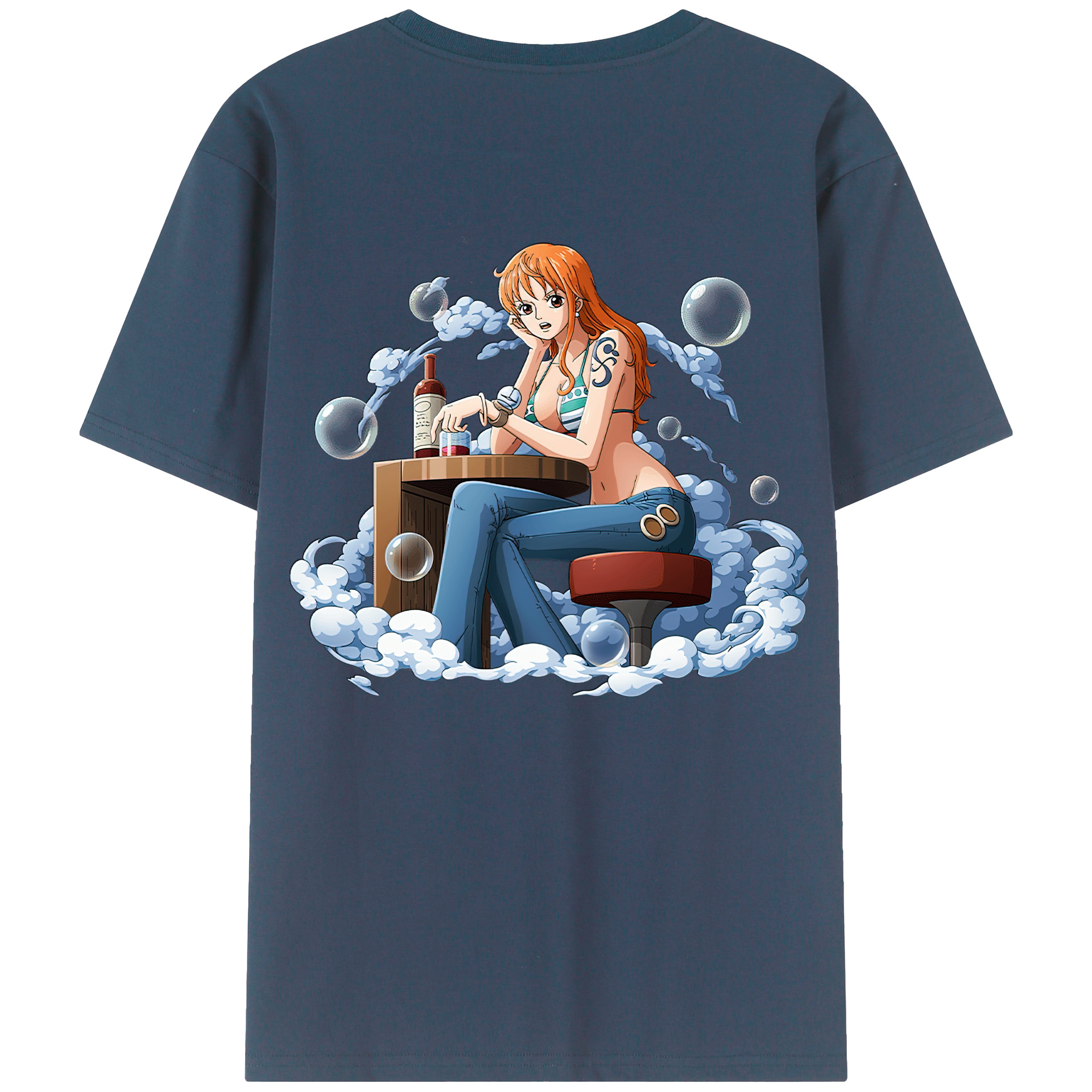 （画像用） ワンピース ナミ ONE PIECE Nami 綿100％ メンズ半袖Tシャツ（バックプリント） 通気性