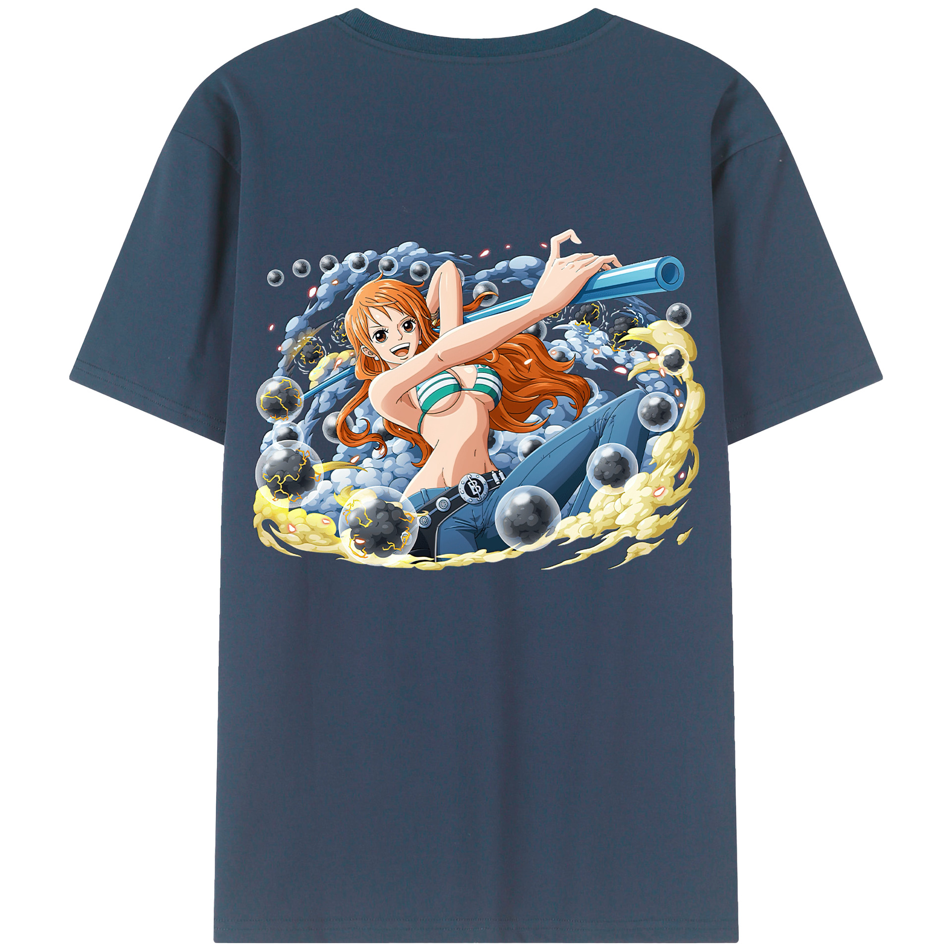 （画像用） ワンピース ナミ ONE PIECE Nami 綿100％ メンズ半袖Tシャツ（バックプリント） 通気性