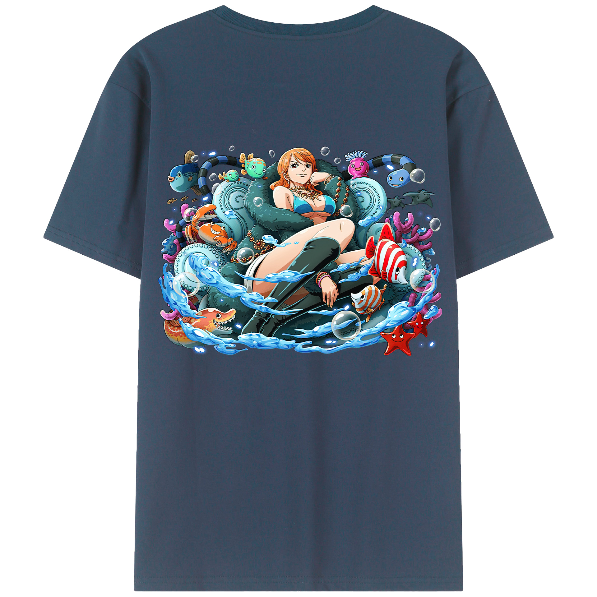 （画像用） ワンピース ナミ ONE PIECE Nami 綿100％ メンズ半袖Tシャツ（バックプリント） 通気性