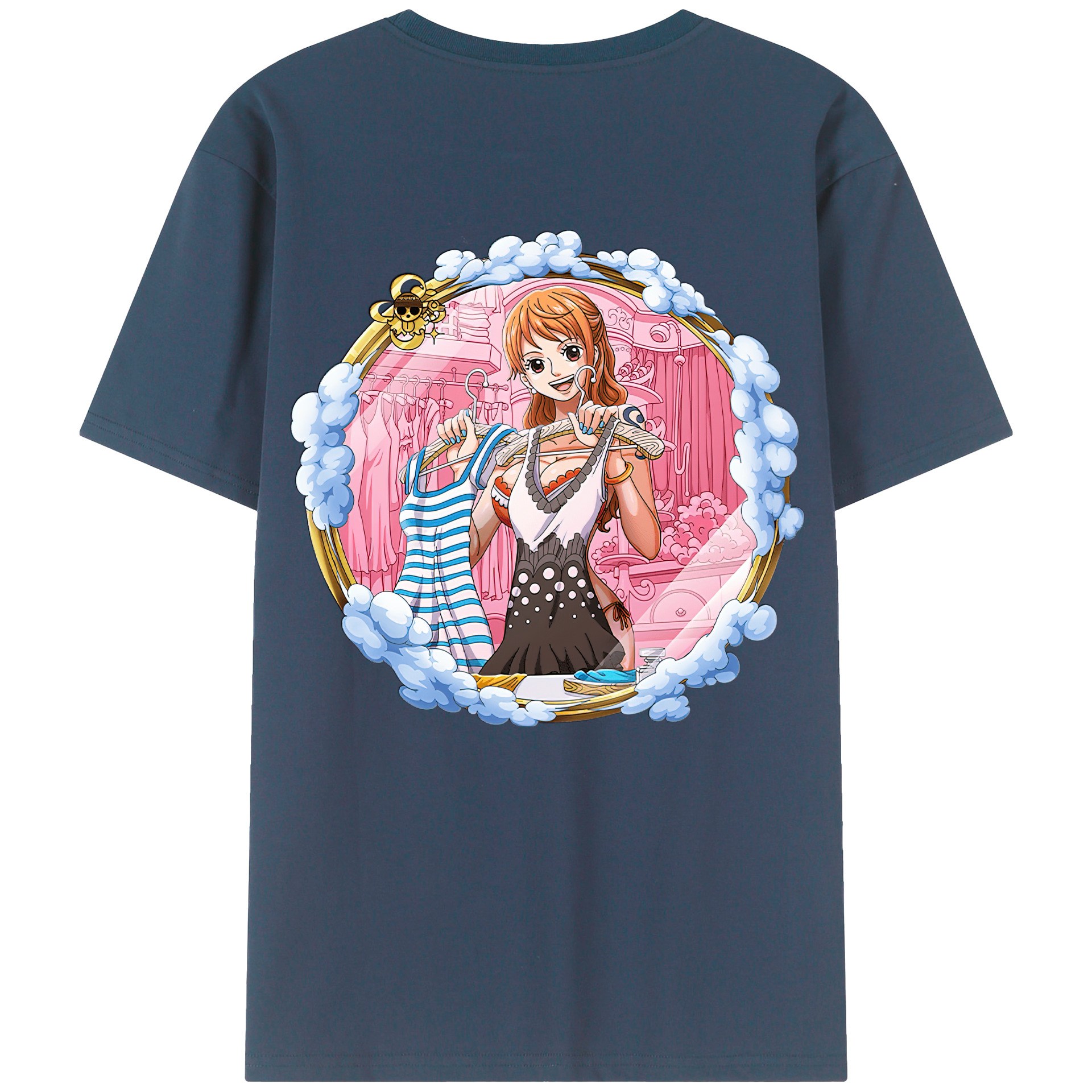 （画像用） ワンピース ナミ ONE PIECE Nami 綿100％ メンズ半袖Tシャツ（バックプリント） 通気性