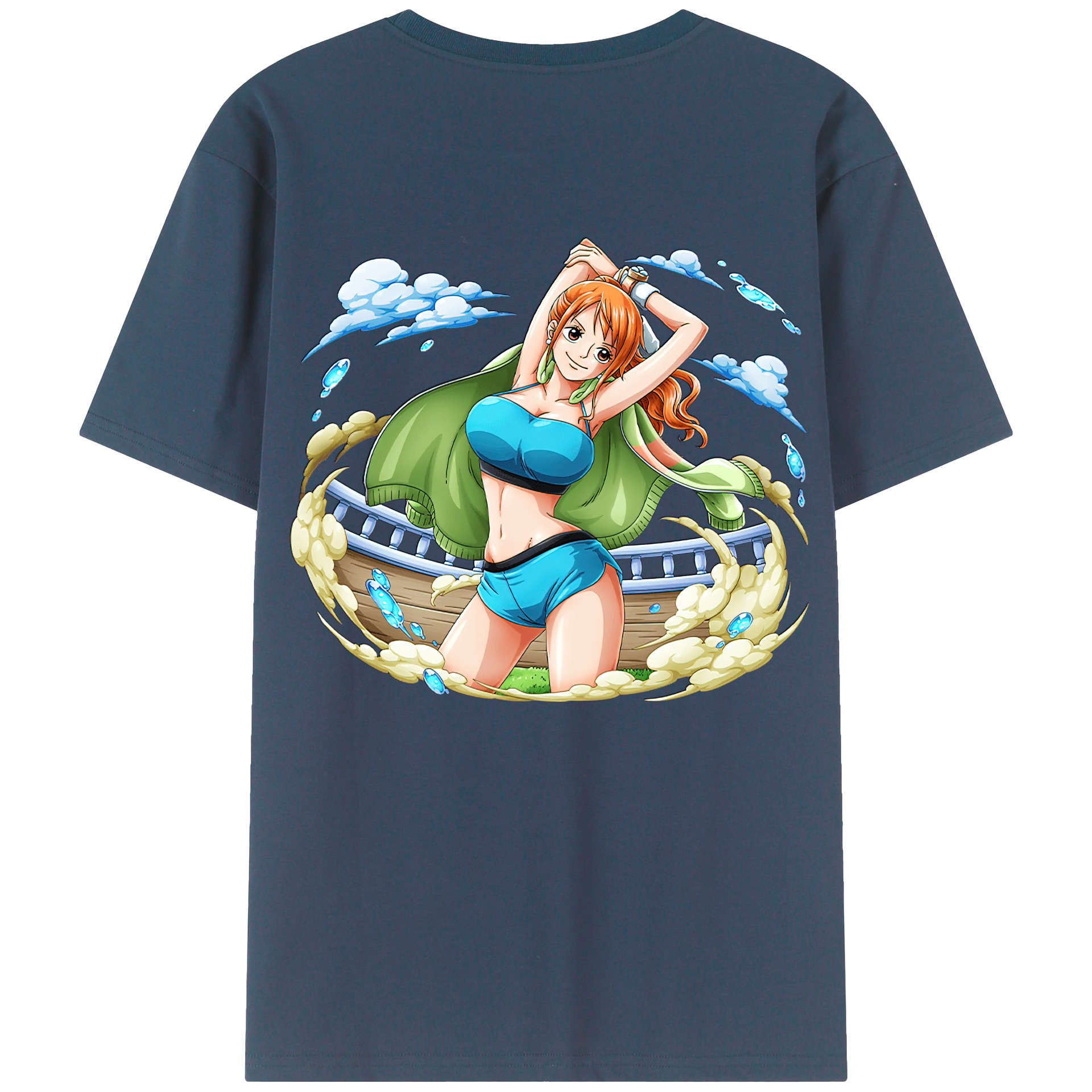 （画像用） ワンピース ナミ ONE PIECE Nami 綿100％ メンズ半袖Tシャツ（バックプリント） 通気性