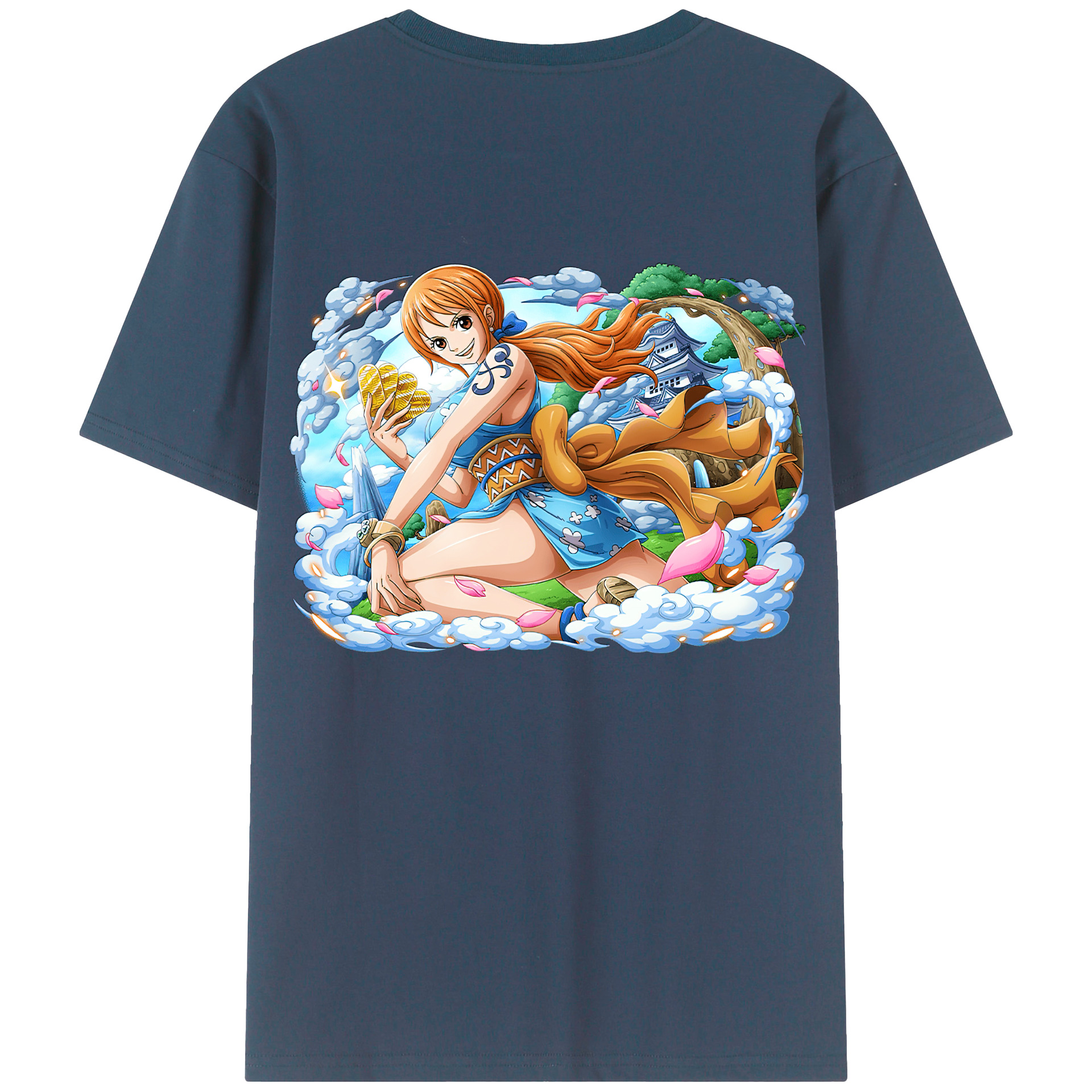 （画像用） ワンピース ナミ ONE PIECE Nami 綿100％ メンズ半袖Tシャツ（バックプリント） 通気性