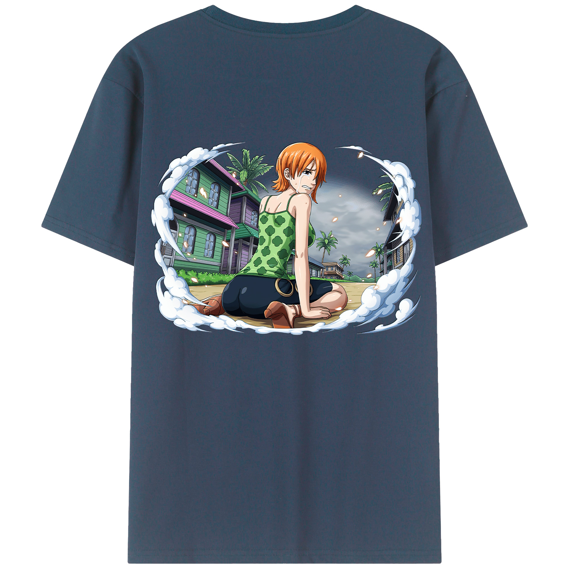 （画像用） ワンピース ナミ ONE PIECE Nami 綿100％ メンズ半袖Tシャツ（バックプリント） 通気性