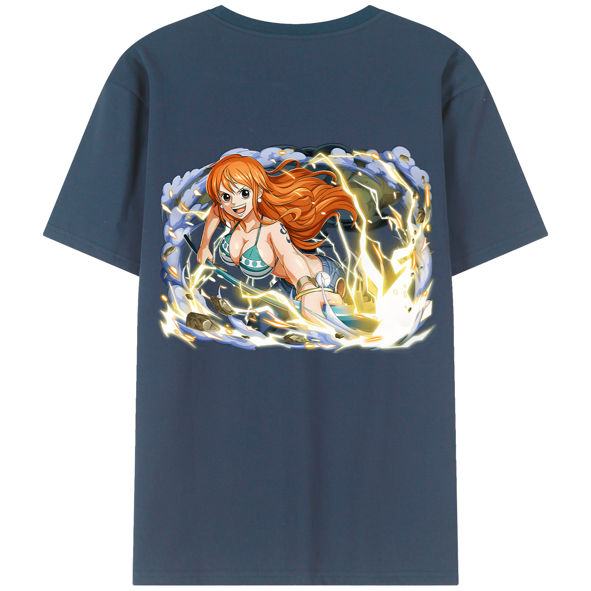 （画像用） ワンピース ナミ ONE PIECE Nami 綿100％ メンズ半袖Tシャツ（バックプリント） 通気性