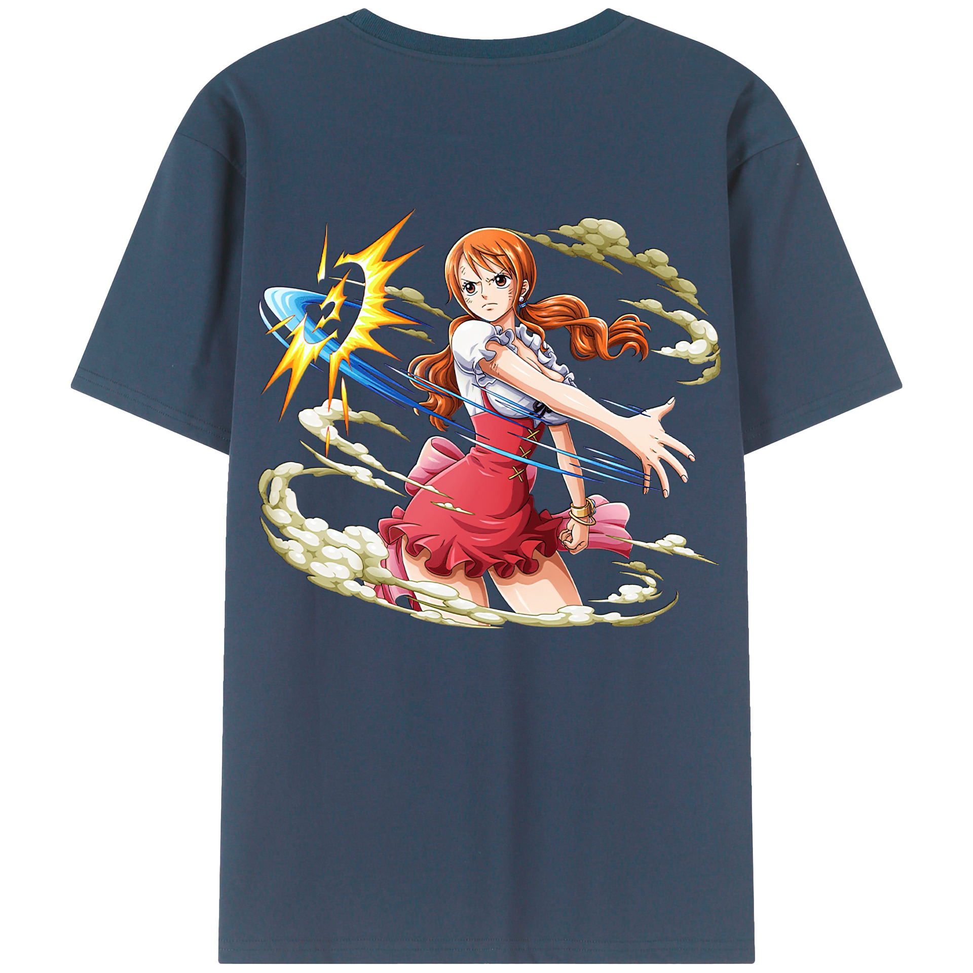 （画像用） ワンピース ナミ ONE PIECE Nami 綿100％ メンズ半袖Tシャツ（バックプリント） 通気性