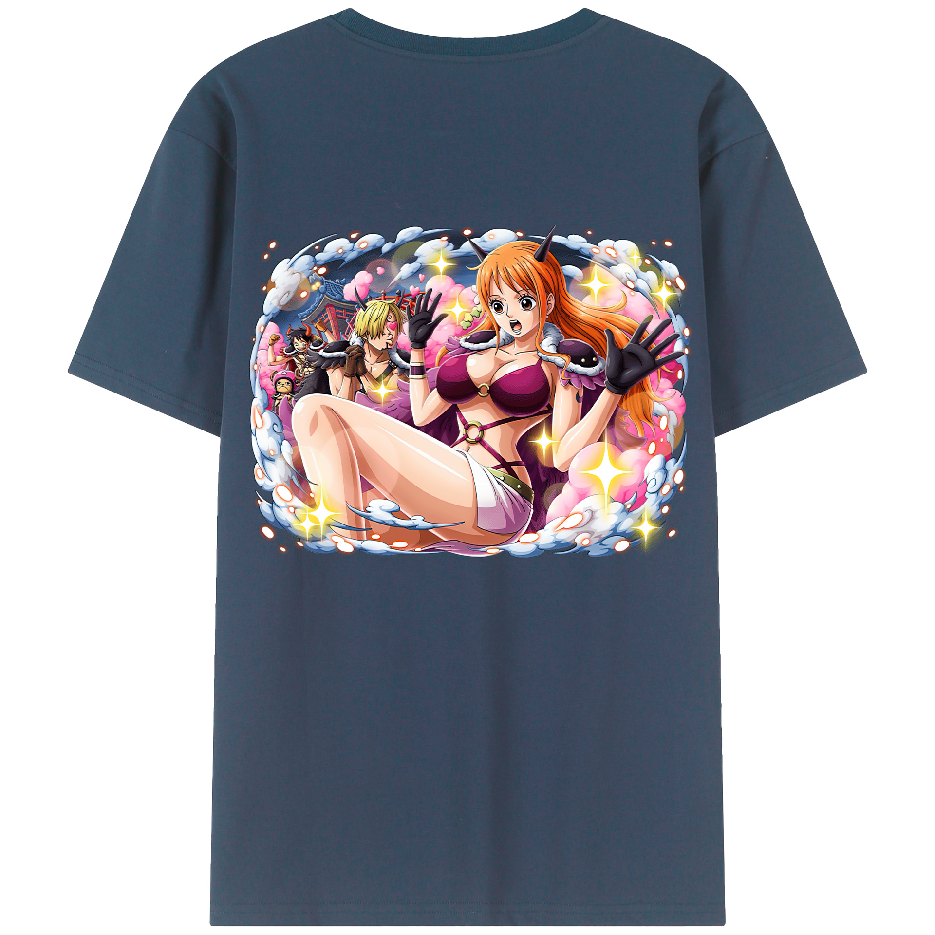 （画像用） ワンピース ナミ ONE PIECE Nami 綿100％ メンズ半袖Tシャツ（バックプリント） 通気性